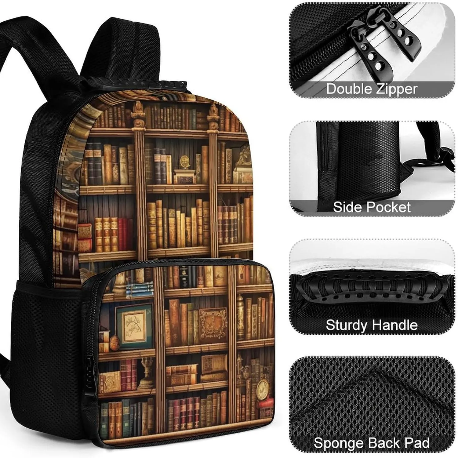 Laptop Backpack Library Bookshelf Book Daypack Computer Bag Travel Laptop Bag Casual Nurse Bag for Women Men
