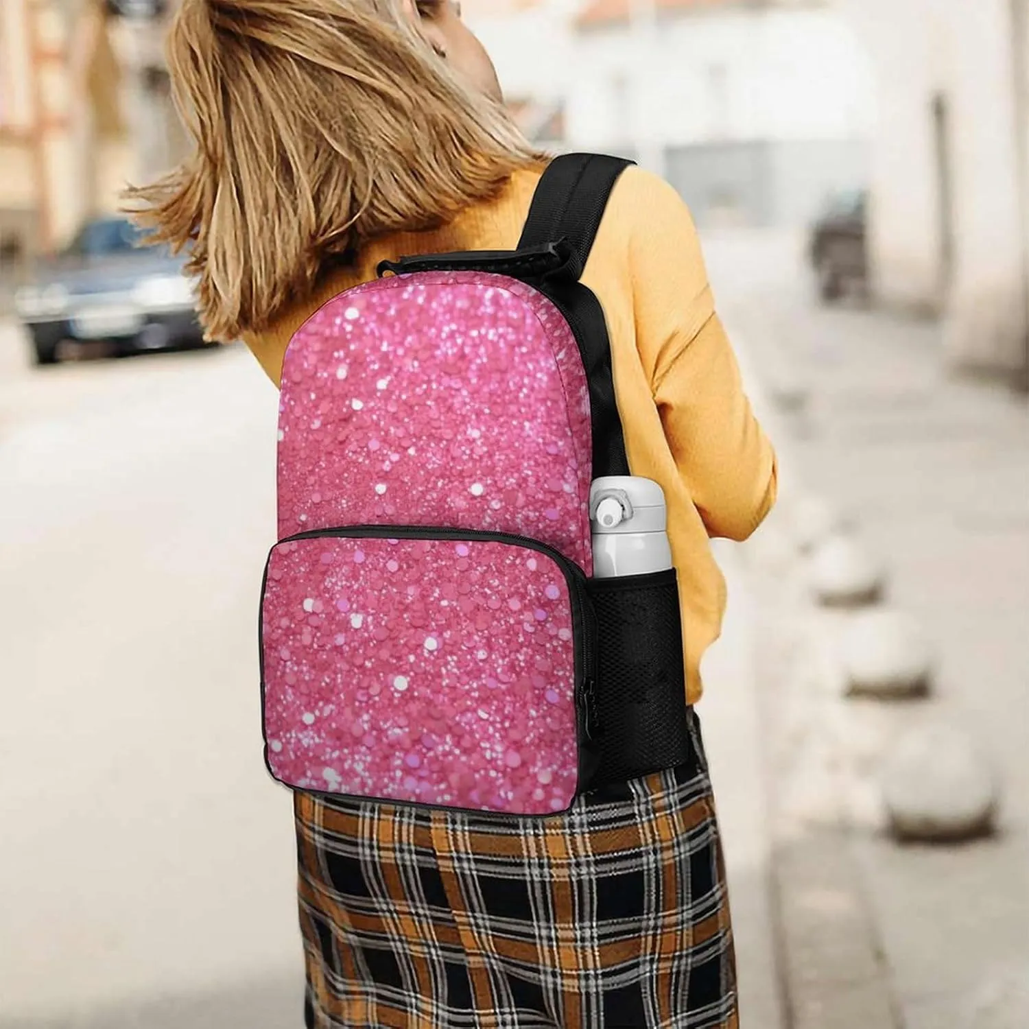 Laptop Backpack Sparkling Glitter Daypack Computer Bag Travel Laptop Bag Casual Nurse Bag for Women Men