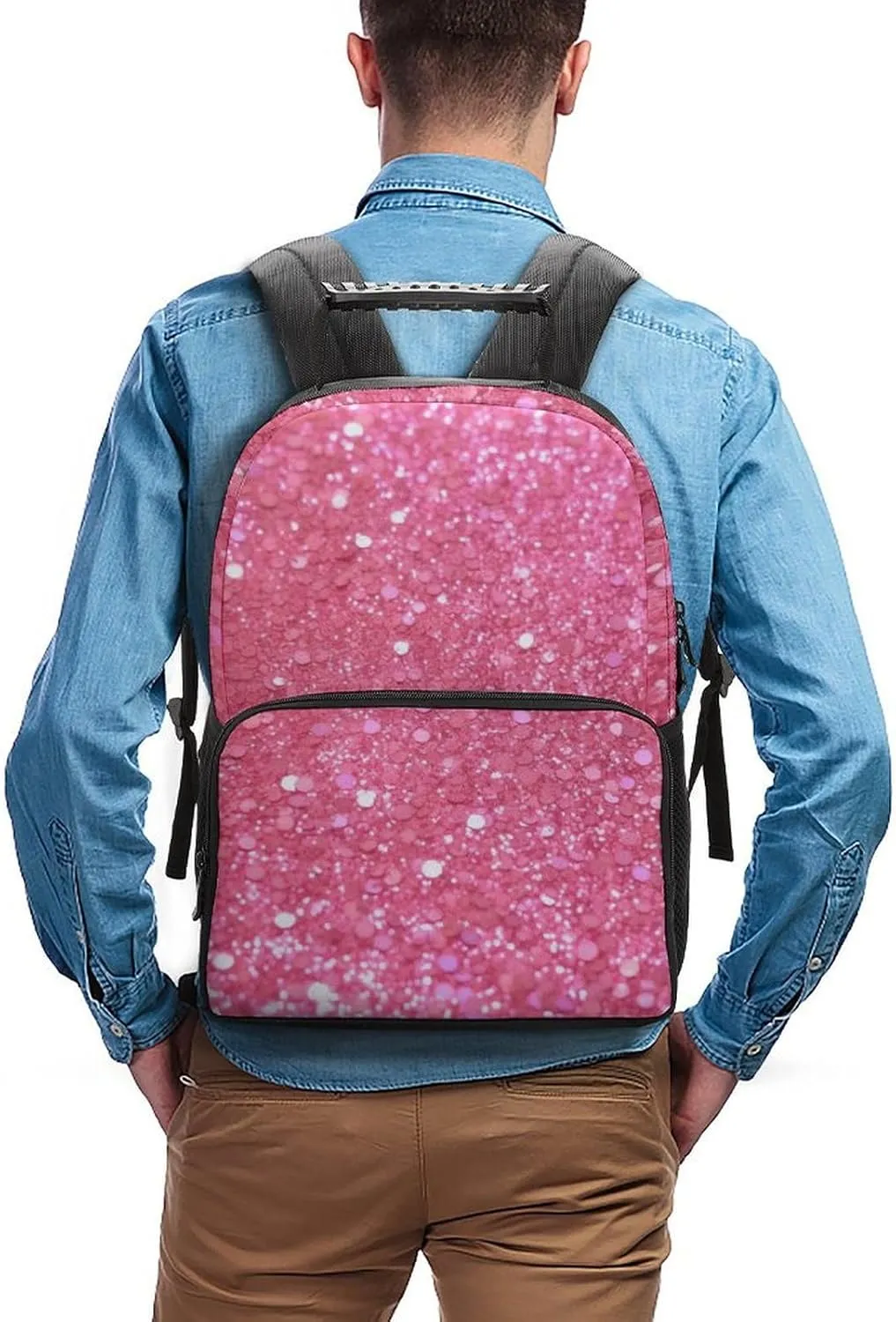 Laptop Backpack Sparkling Glitter Daypack Computer Bag Travel Laptop Bag Casual Nurse Bag for Women Men