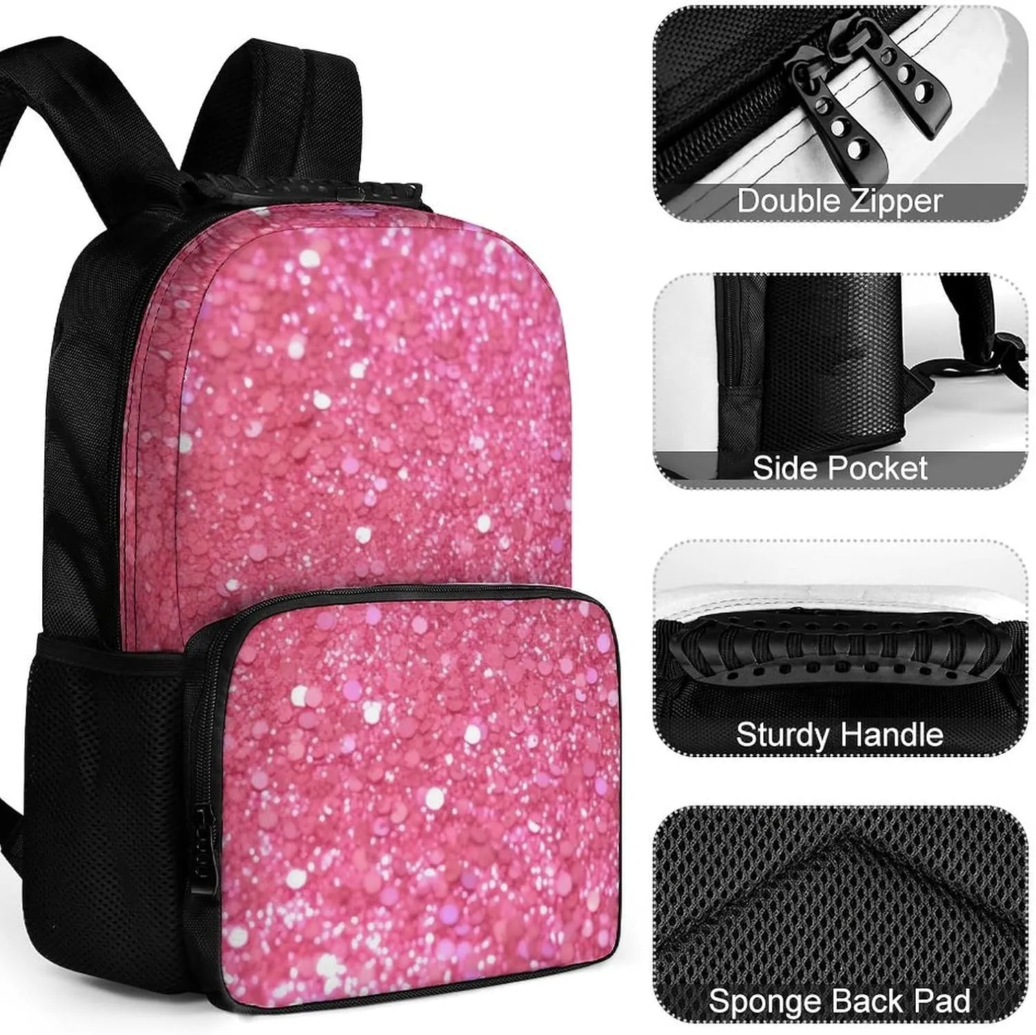 Laptop Backpack Sparkling Glitter Daypack Computer Bag Travel Laptop Bag Casual Nurse Bag for Women Men