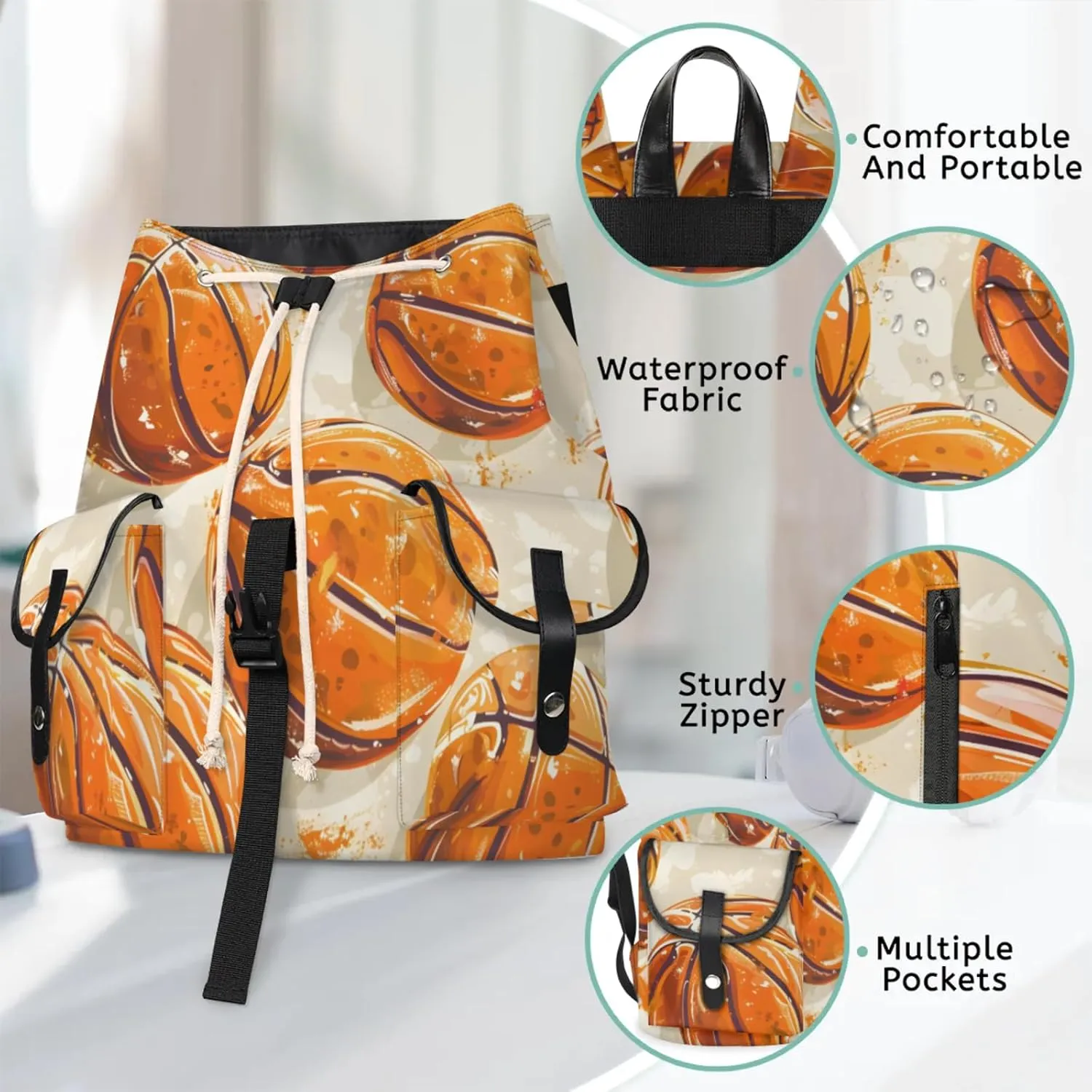 Laptop Backpacks Basketball Print Travel Backpack for Women Work Backpack Computer Bag for Business Travel Fits 15 Inch Laptop