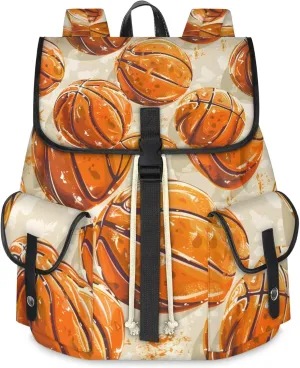 Laptop Backpacks Basketball Print Travel Backpack for Women Work Backpack Computer Bag for Business Travel Fits 15 Inch Laptop
