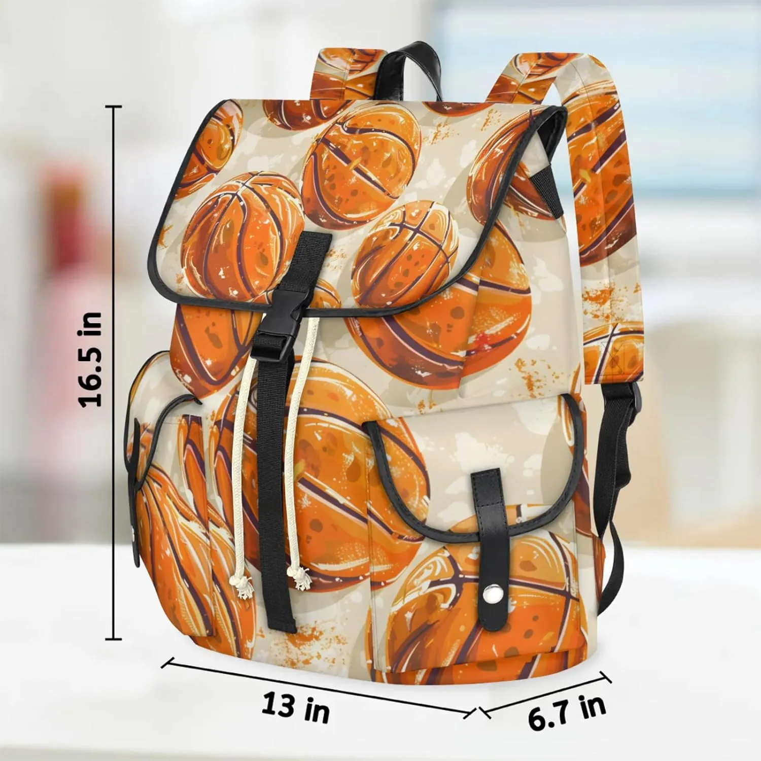 Laptop Backpacks Basketball Print Travel Backpack for Women Work Backpack Computer Bag for Business Travel Fits 15 Inch Laptop