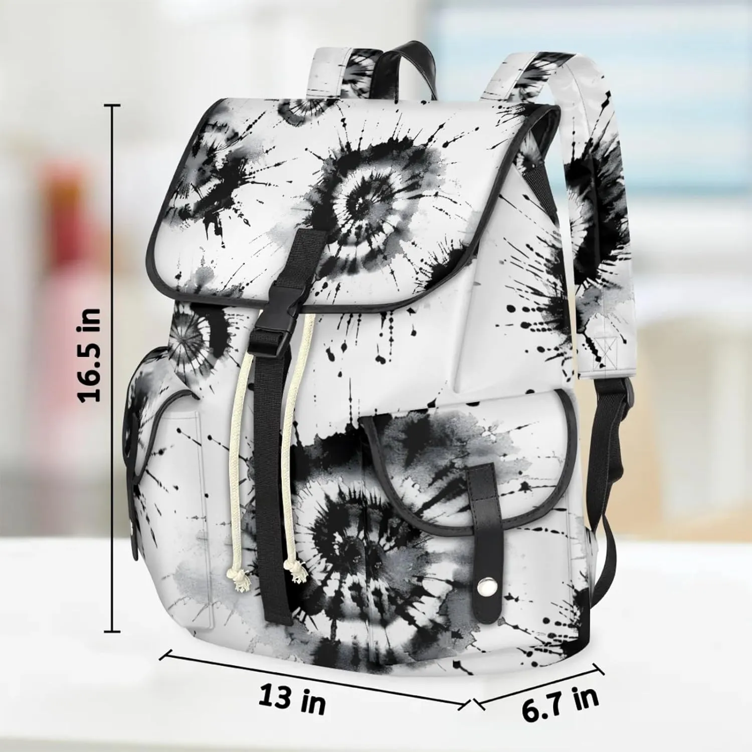Laptop Backpacks Black Tie Dyeing Travel Backpack for Women Work Backpack Computer Bag for Business Travel Fits 15 Inch Laptop