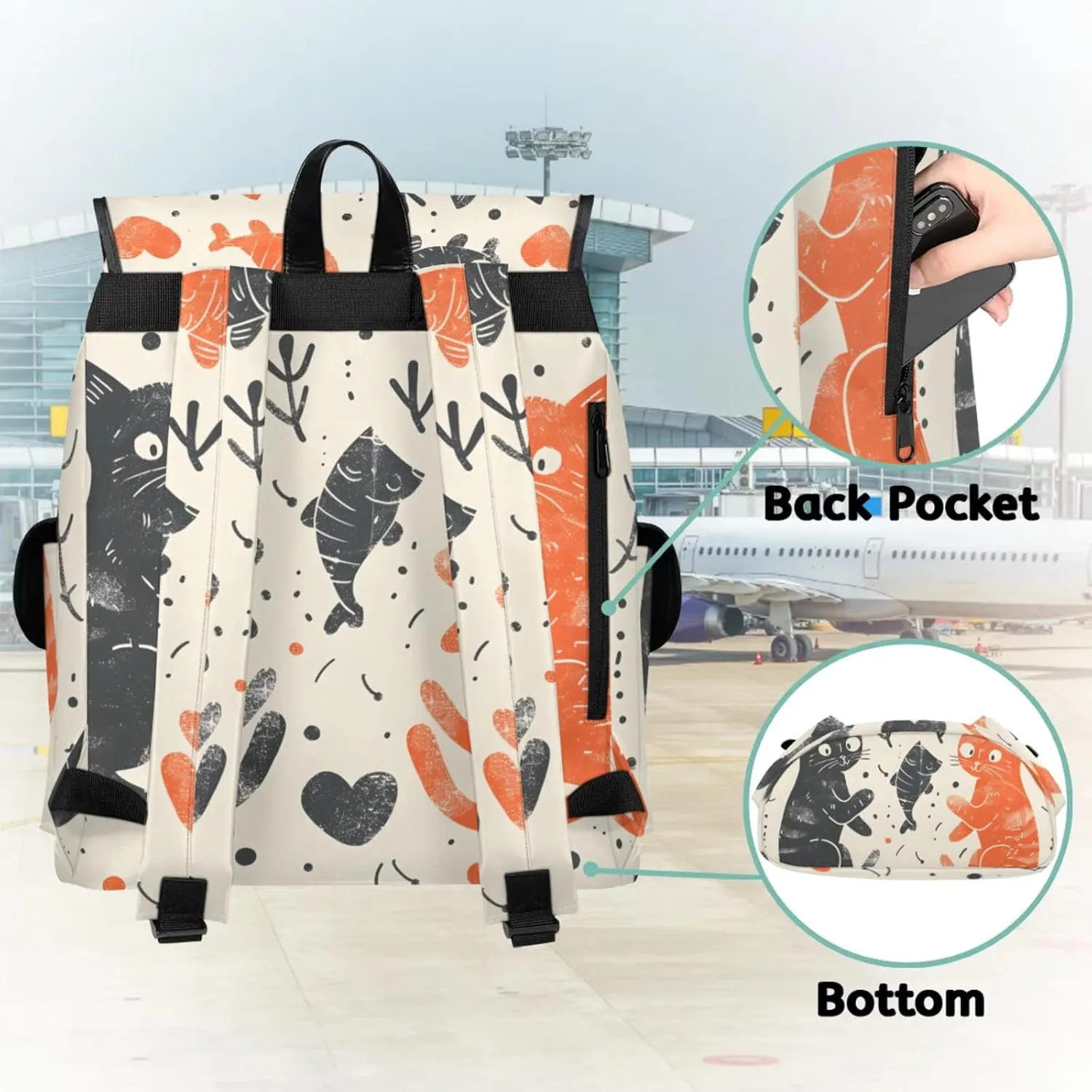 Laptop Backpacks Cats Fish Travel Backpack for Women Work Backpack Computer Bag for Business Travel Fits 15 Inch Laptop