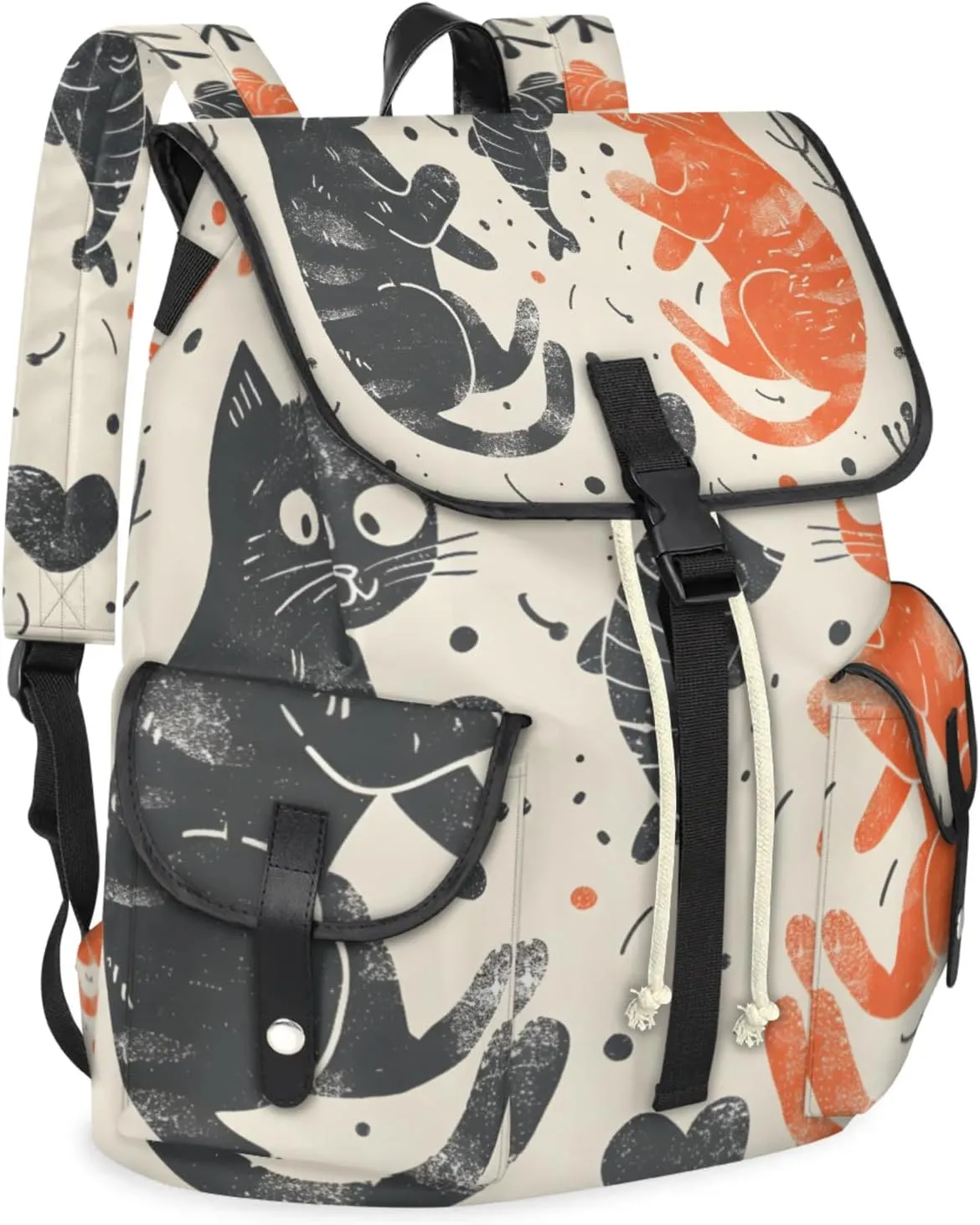 Laptop Backpacks Cats Fish Travel Backpack for Women Work Backpack Computer Bag for Business Travel Fits 15 Inch Laptop
