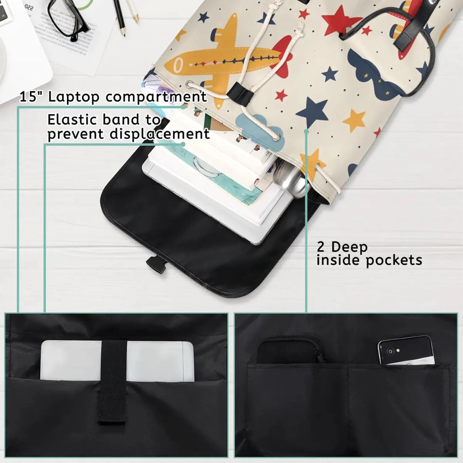 Laptop Backpacks Cute Airplanes Travel Backpack for Women Work Backpack Computer Bag for Business Travel Fits 15 Inch Laptop