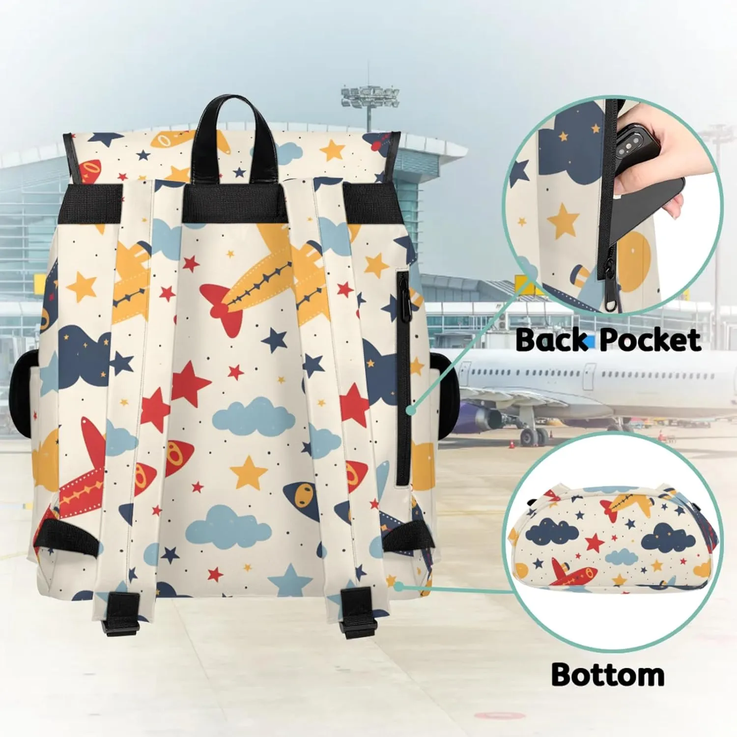 Laptop Backpacks Cute Airplanes Travel Backpack for Women Work Backpack Computer Bag for Business Travel Fits 15 Inch Laptop