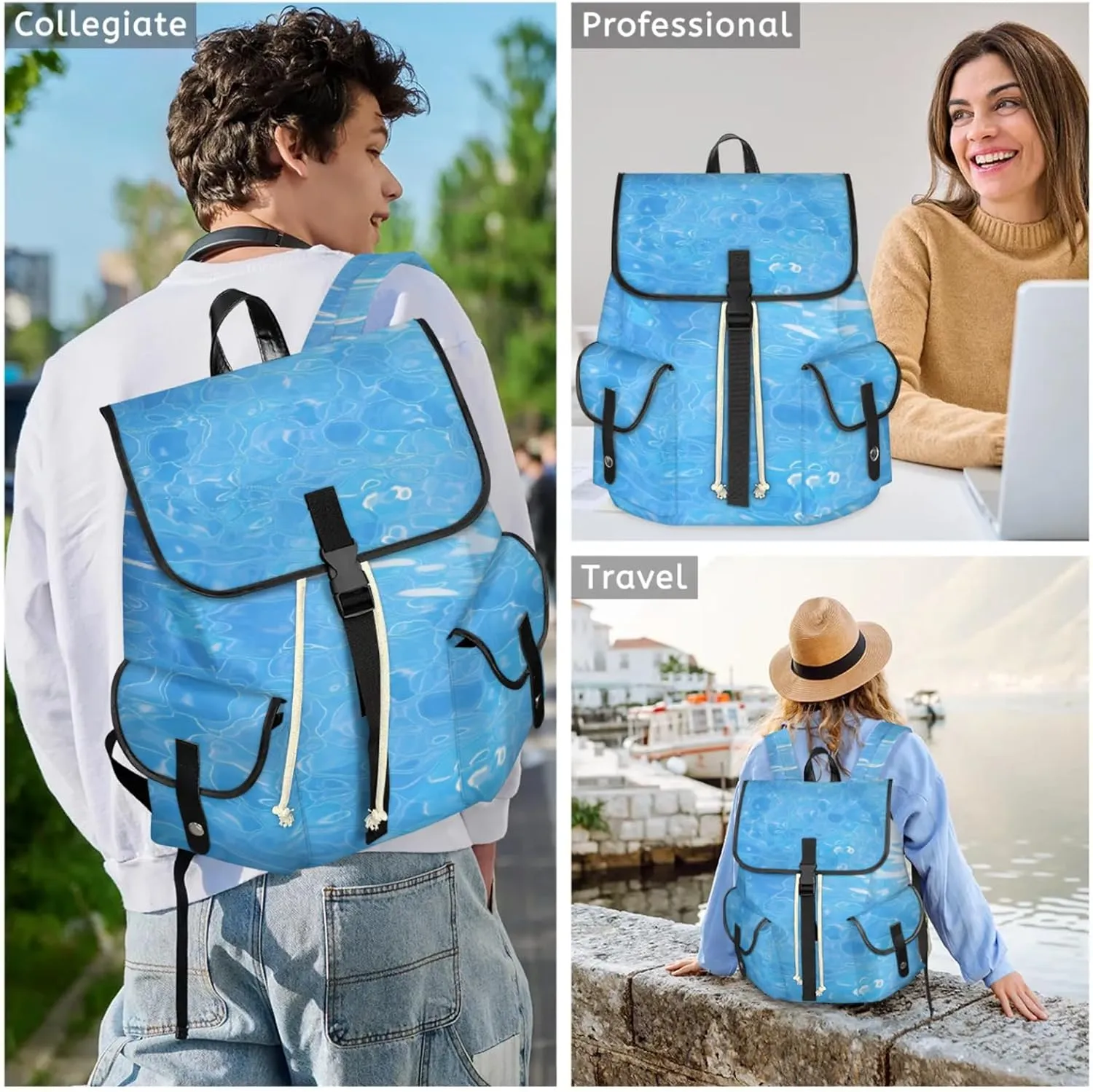 Laptop Backpacks Seawater Travel Backpack for Women Work Backpack Computer Bag for Business Travel Fits 15 Inch Laptop