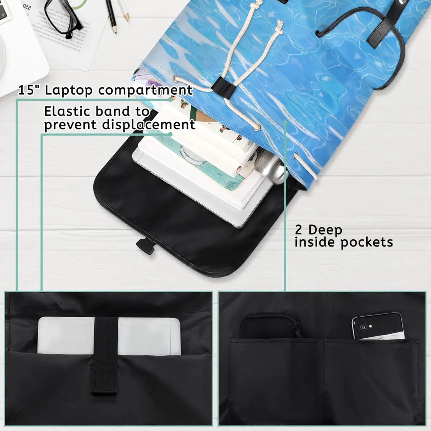 Laptop Backpacks Seawater Travel Backpack for Women Work Backpack Computer Bag for Business Travel Fits 15 Inch Laptop