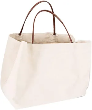 Large Capacity Canvas Beach Bag Simple Tote Handbag for Shopping Grocery Foldable Design White
