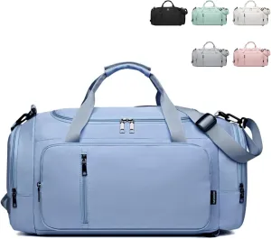 Large Capacity Duffel with Triple Carry Options, Dry & Wet Separation,Duffels for Sports & Fitness (Blue)