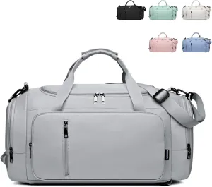 Large Capacity Duffel with Triple Carry Options, Dry & Wet Separation,Duffels for Sports & Fitness (Gray)