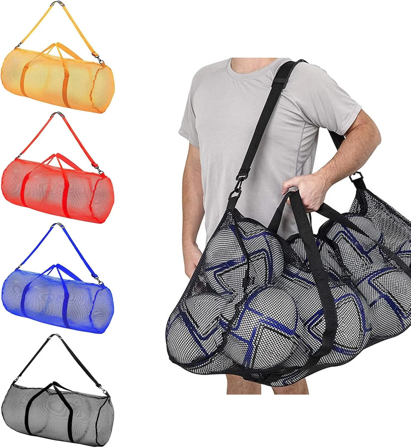 Large Capacity Mesh Duffels Gear Bag Scubas Diving Snorkeling Equipment Football Storage Bag Tear-resistant Duffels Bag