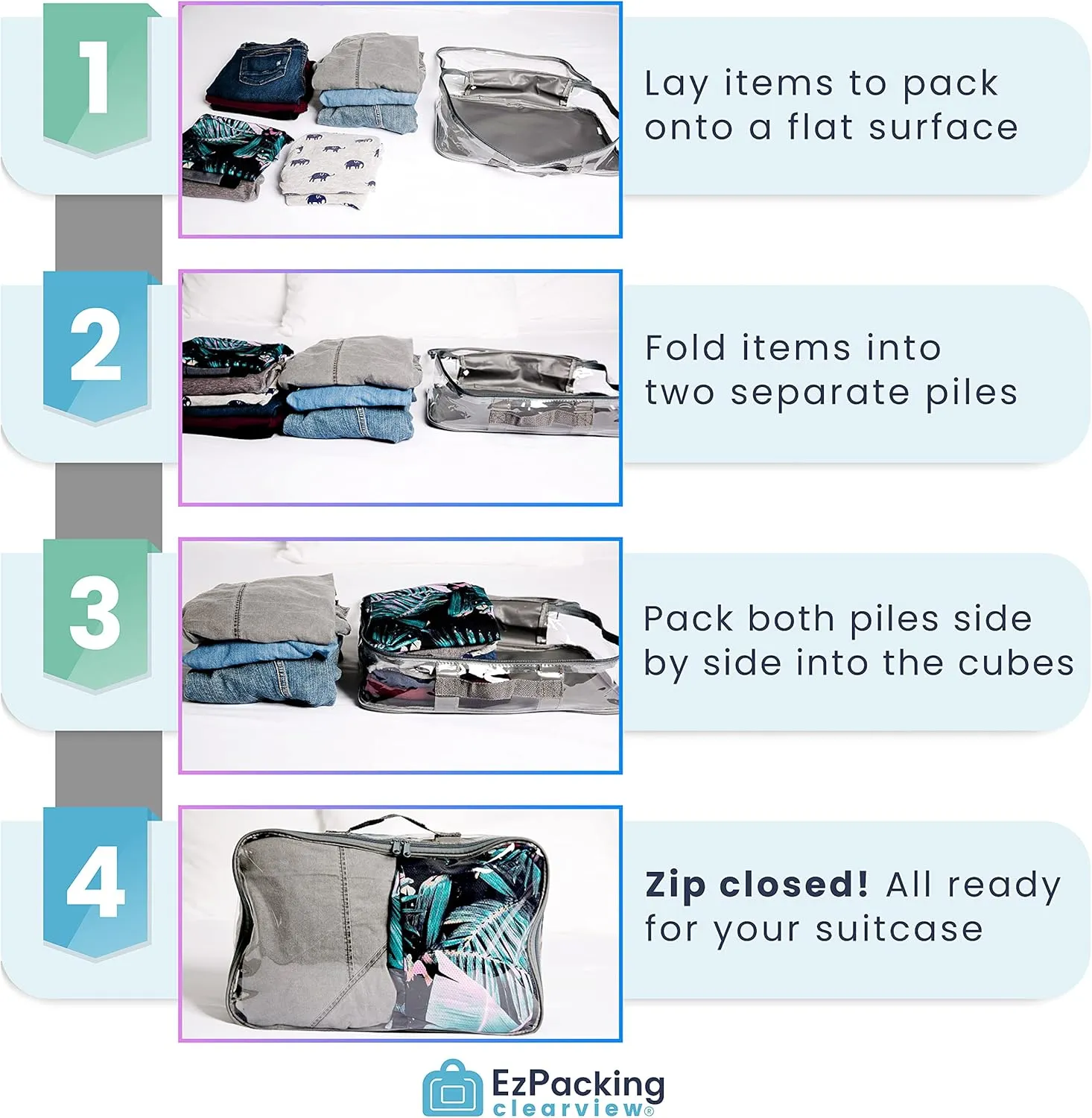 Large Clear Travel Packing Cube/See-Through PVC Organizer for Suitcase/Multipurpose Pouch w/Handle/Dress Shirts, Pants, Cashmere, Sweaters & Seasonal Linen Storage Protection (Lilac)