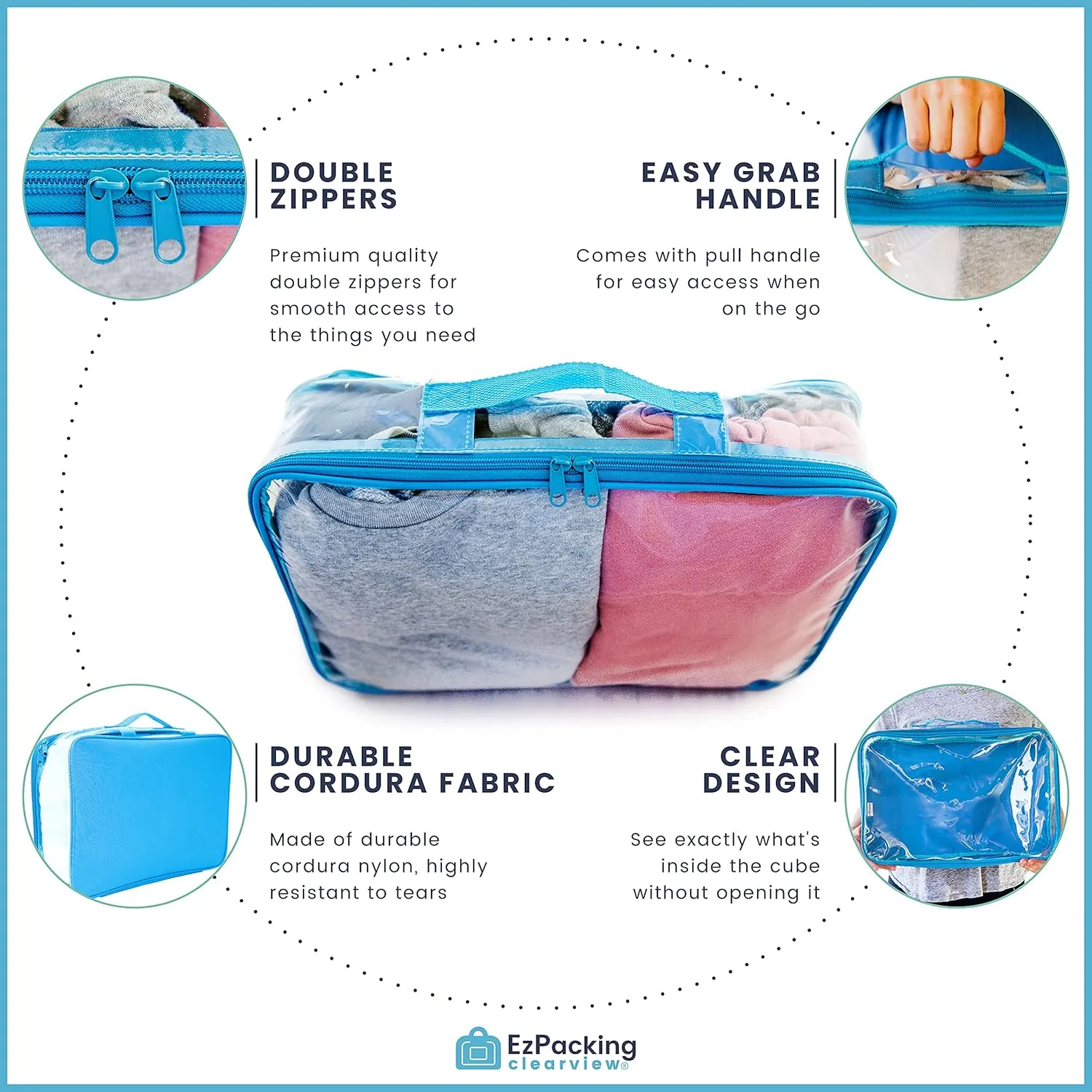 Large Clear Travel Packing Cube/See-Through PVC Organizer for Suitcase/Multipurpose Pouch w/Handle/Dress Shirts, Pants, Cashmere, Sweaters & Seasonal Linen Storage Protection (Lilac)