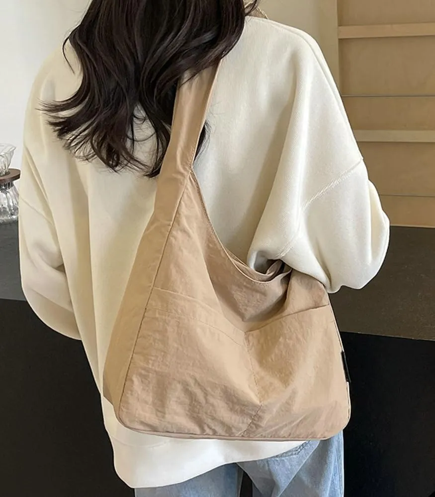 Large Tote Bag For Women Nylon Shoulder Bags For Women Simple Crescent Bag Sling Bag Purses College Travel Outdoor