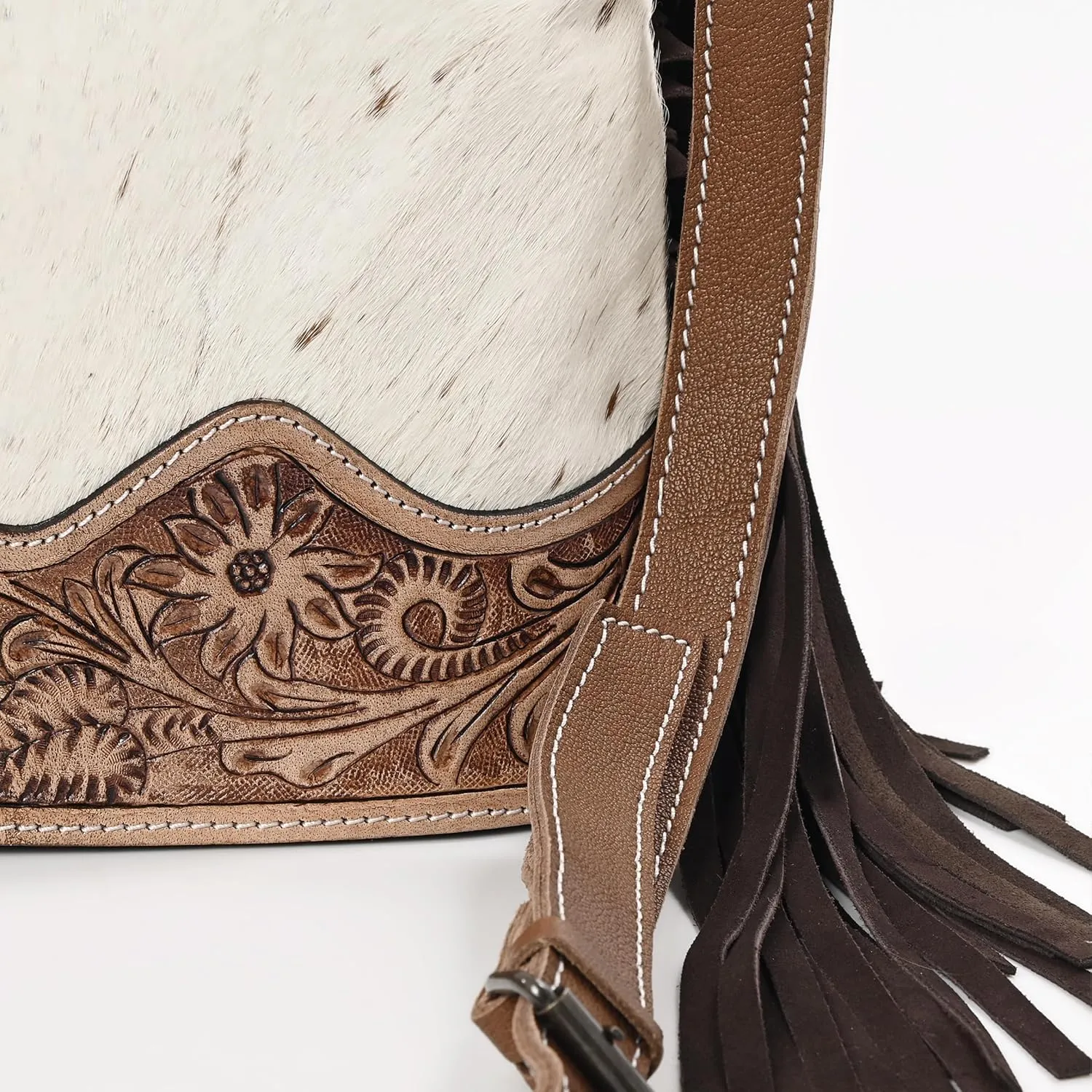 Leather Cross Body Bag Purse for Woman Sling Bag Cowhide Handmade Western Shoulder Bags With Adjustable Strap 12x14 in