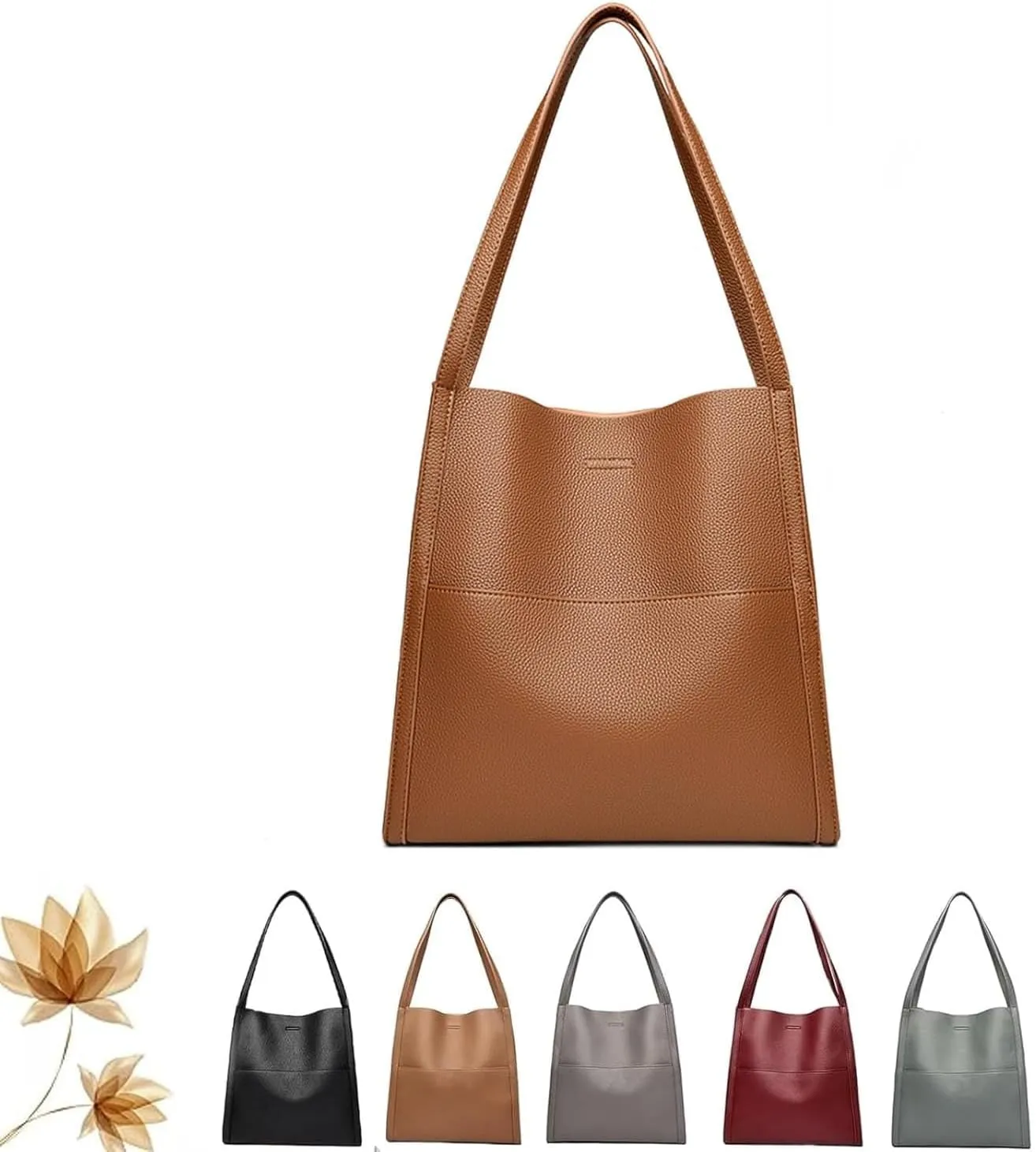 Leather Tote Bucket Bags Hobo Shoulder Bags Purse and Handbags for Women Trendy