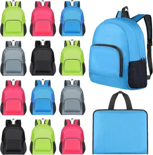 LEIFIDE 15 Pcs Backpack in Bulk 17 Inch Lightweight Foldable Student School Outdoor Travel Book Bag Assorted Colors(Light Gray, Green, Black, Rose Red, Blue)
