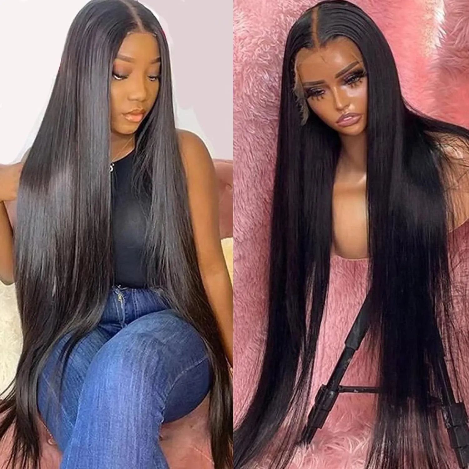 Lemoda 28Inch 13x6 SKINLIKE Real HD Lace Wigs 180% Density 12A Brazilian Straight Virgin Human Hair Lace Frontal Wigs Invisible 0.1mm Ultra-thin Frayed Ends Lace Front Wig Pre Plucked Tiny Knots