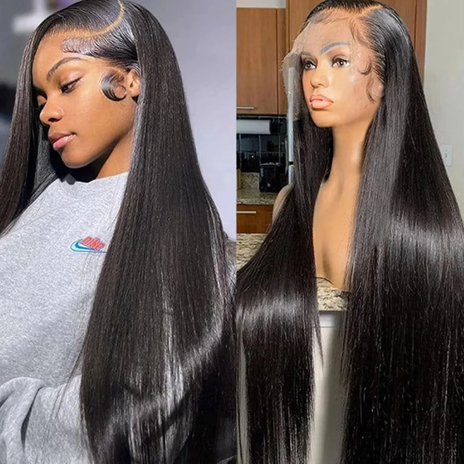 Lemoda 28Inch 13x6 SKINLIKE Real HD Lace Wigs 180% Density 12A Brazilian Straight Virgin Human Hair Lace Frontal Wigs Invisible 0.1mm Ultra-thin Frayed Ends Lace Front Wig Pre Plucked Tiny Knots