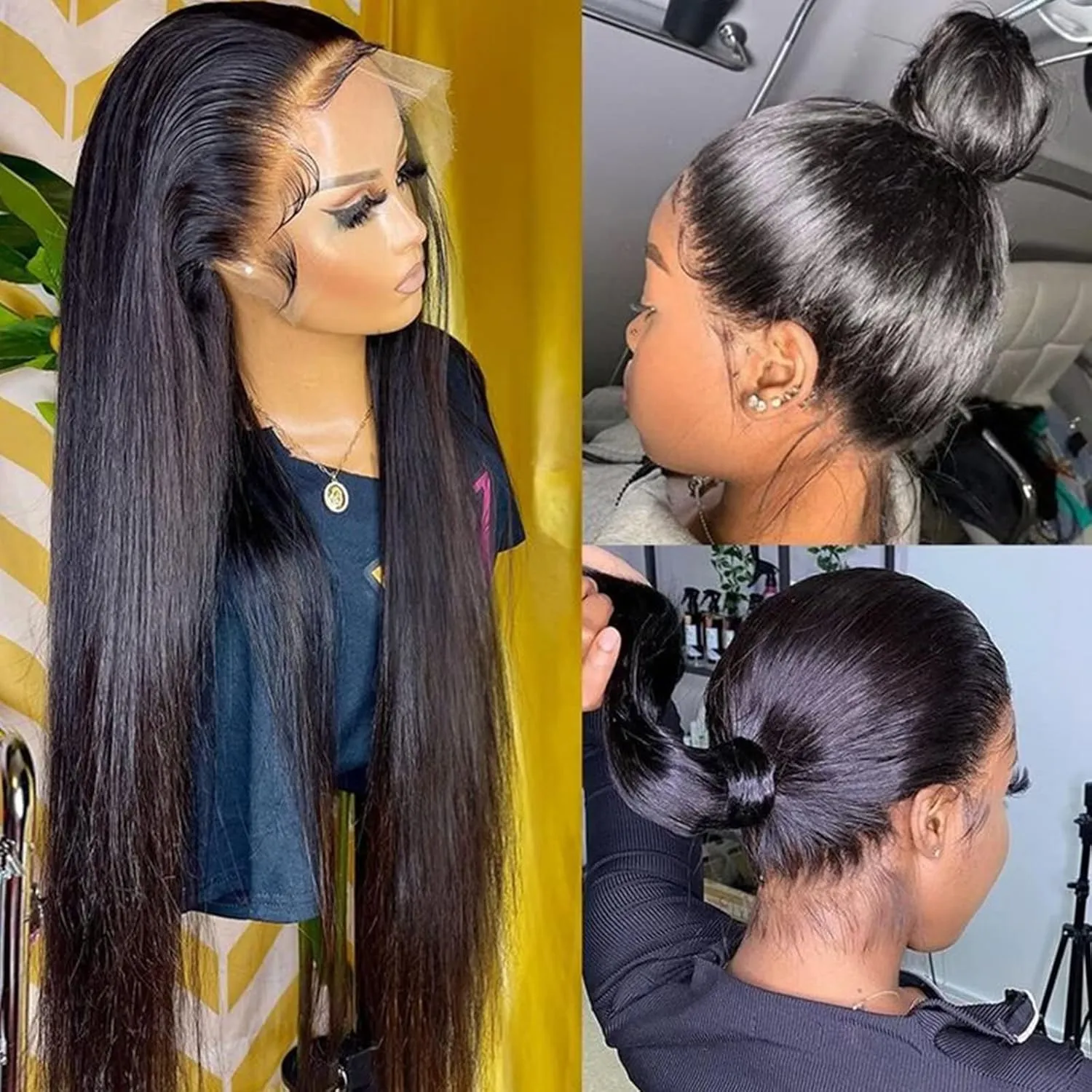 Lemoda 28Inch 13x6 SKINLIKE Real HD Lace Wigs 180% Density 12A Brazilian Straight Virgin Human Hair Lace Frontal Wigs Invisible 0.1mm Ultra-thin Frayed Ends Lace Front Wig Pre Plucked Tiny Knots