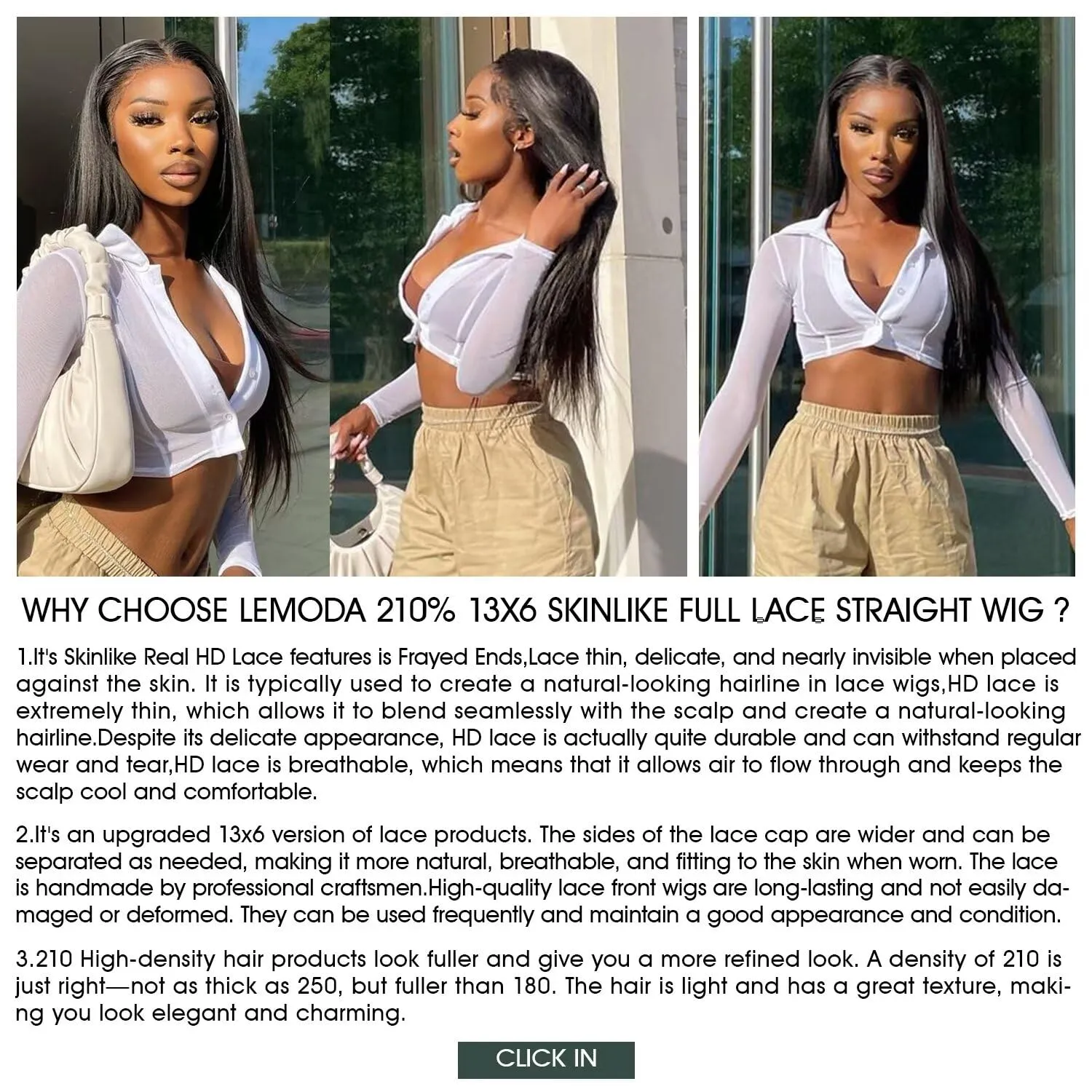 Lemoda Full 13x6 SKINLIKE Real HD Lace Frontal Wigs 32Inch 210% Density 15A Straight 13x6 Full Lace Frontal Virgin Human Hair Wigs Invisible 0.1mm Ultra-thin Knots Frayed Ends Lace Wig Natural Color