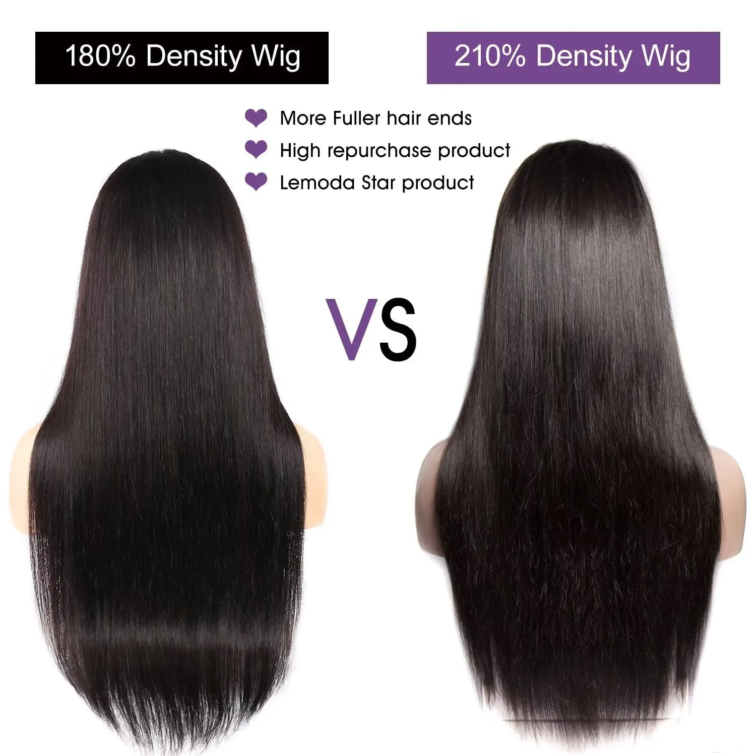 Lemoda Full 13x6 SKINLIKE Real HD Lace Frontal Wigs 32Inch 210% Density 15A Straight 13x6 Full Lace Frontal Virgin Human Hair Wigs Invisible 0.1mm Ultra-thin Knots Frayed Ends Lace Wig Natural Color