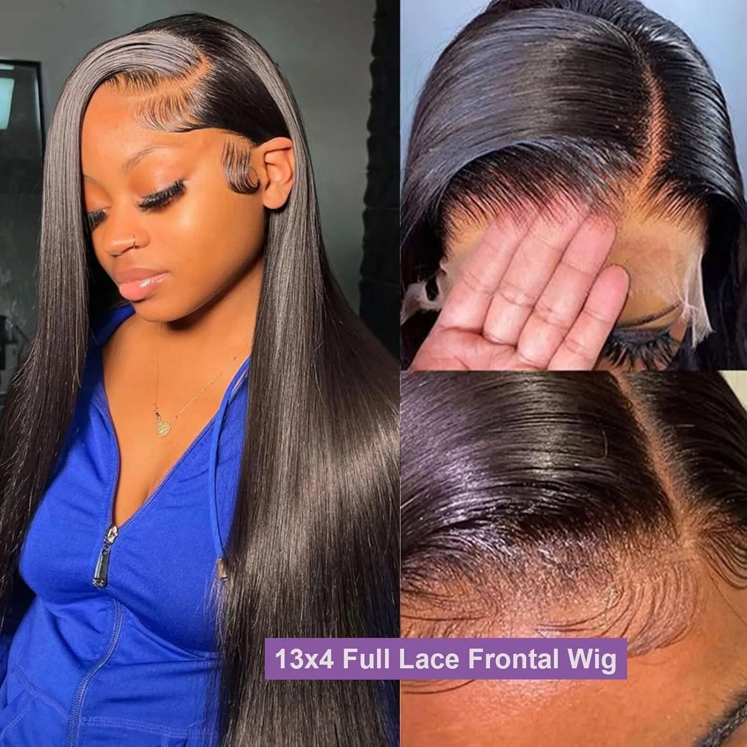Lemoda SKINLIKE Real HD Lace Wigs 210% Density Straight 13x4 Full Lace Frontal Wigs 12A Brazilian Straight Virgin Human Hair Lace Front Wig Invisible 0.1mm Ultra-thin Frayed Ends Tiny Knots 26inch