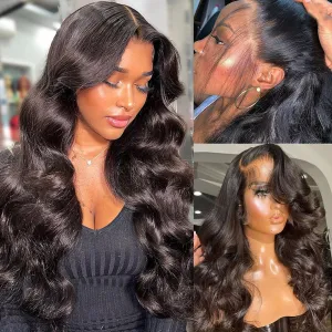 Lemoda SKINLIKE Real HD Lace Wigs Full 13x4 Lace Frontal Wigs Brazilian Body Wave Virgin Human Hair 12A Body Wave Frontal Wig Invisible 0.1mm Ultra-thin Frayed Ends Tiny Knots 24Inch