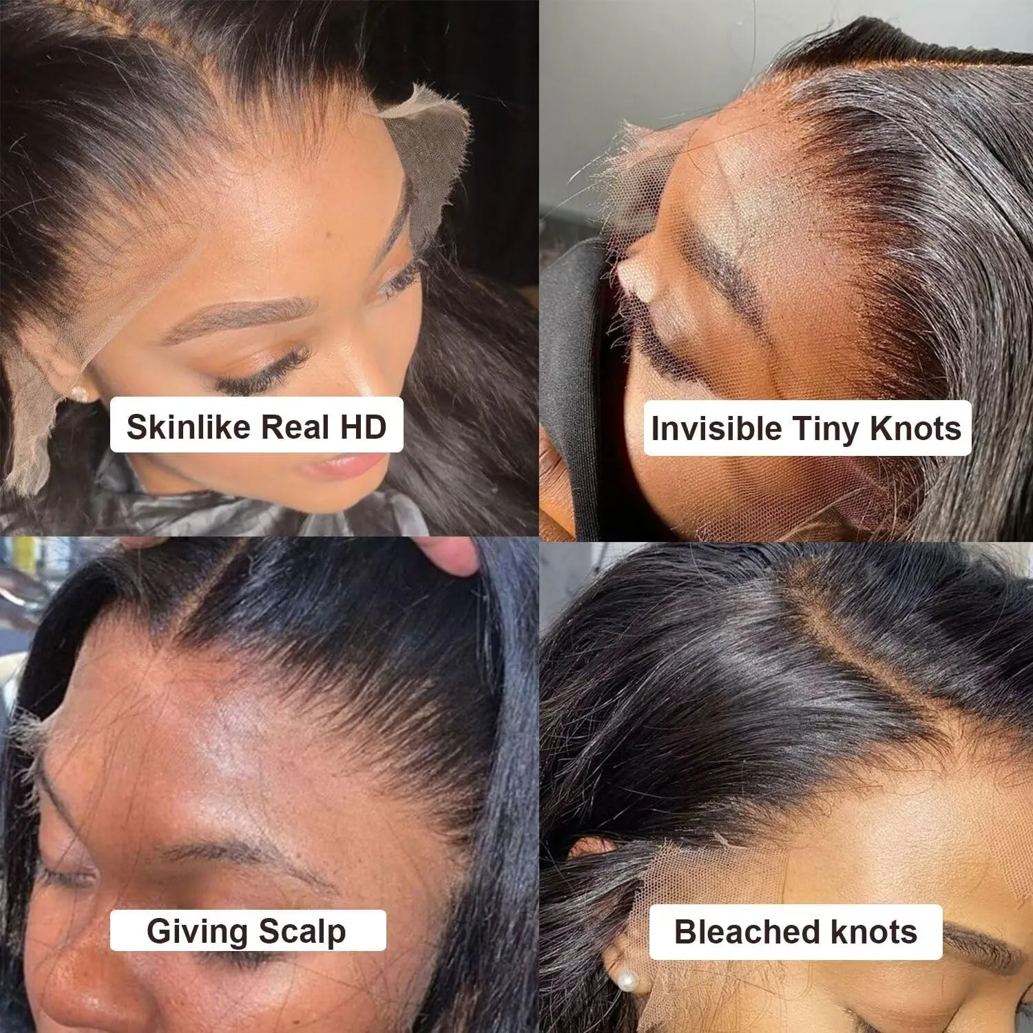 Lemoda SKINLIKE Real HD Lace Wigs Full 13x4 Lace Frontal Wigs Brazilian Body Wave Virgin Human Hair 12A Body Wave Frontal Wig Invisible 0.1mm Ultra-thin Frayed Ends Tiny Knots 24Inch