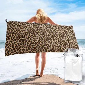 Leopard Print Premium Compact Microfiber Travel Towel-Featherlight & Quick Dry,Sand-Resistant Beach Towel for Swimming,Camping,Vacation Essentials with Carry Pouch