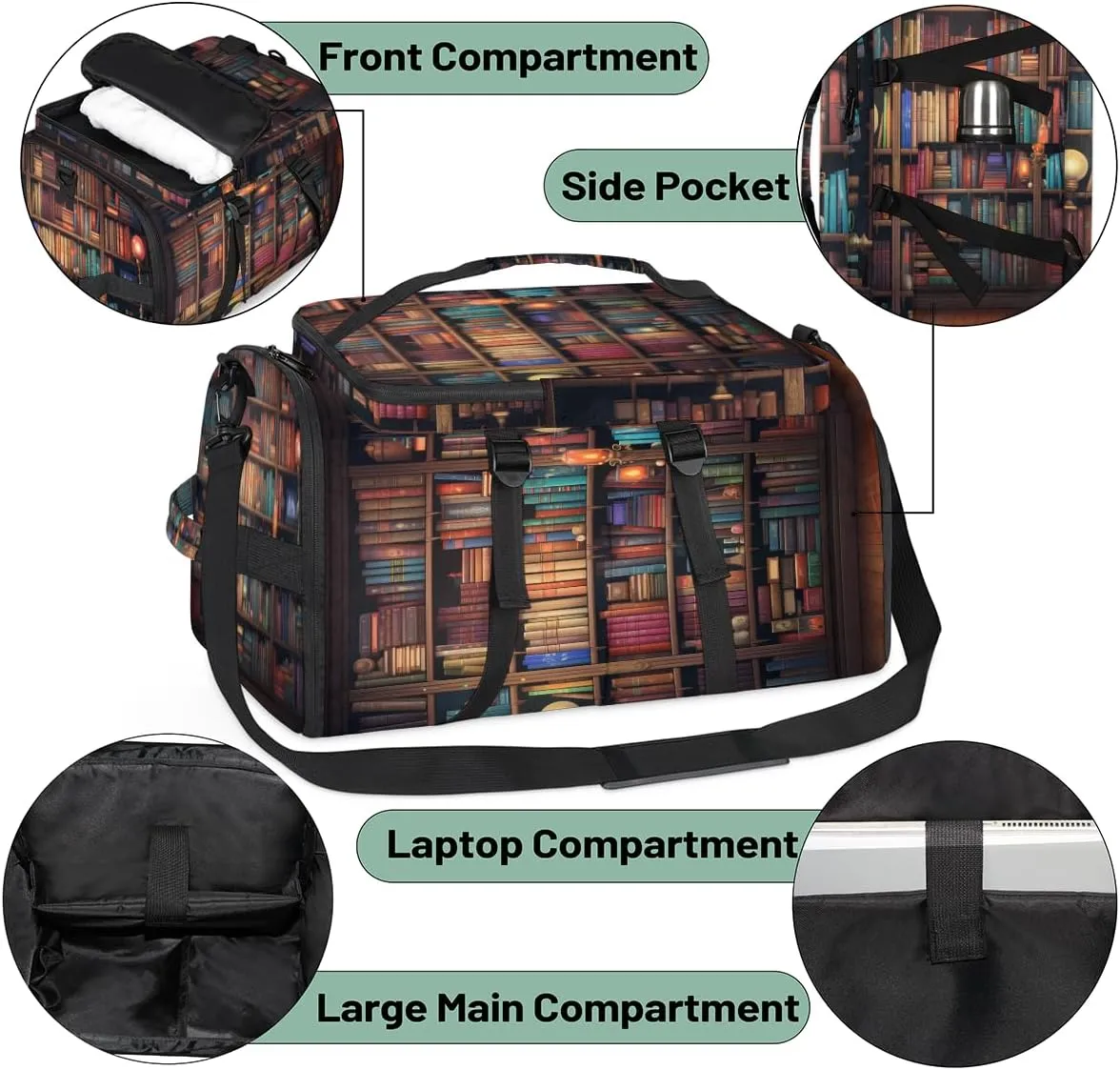 Library Travel Backpack Carry On Flight Approved for Women Men, 18.9 Inch Large Library Bookshelf Airline Approved Luggage Weekender Backpacks