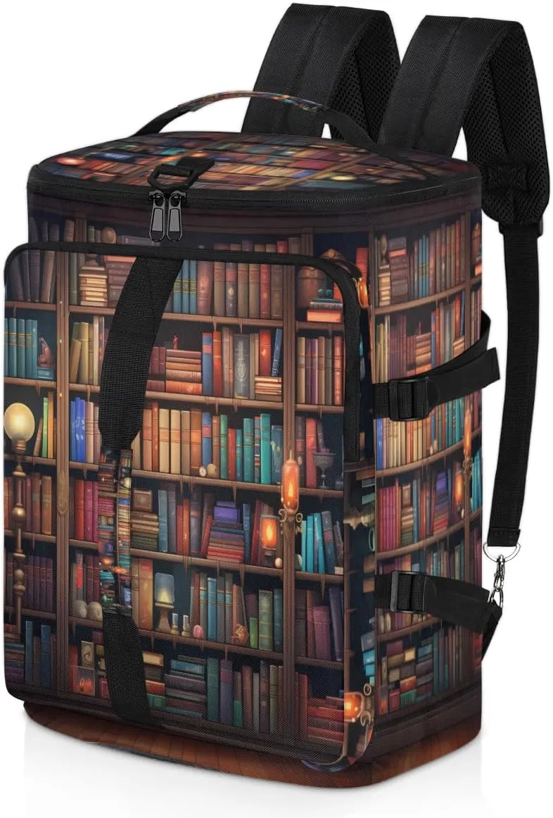 Library Travel Backpack Carry On Flight Approved for Women Men, 18.9 Inch Large Library Bookshelf Airline Approved Luggage Weekender Backpacks