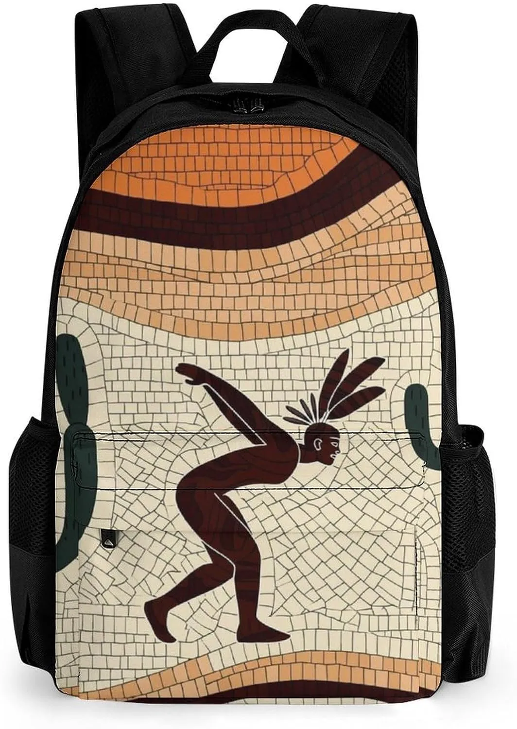 Lightweight Daypack Bookbag for Trekking Business Walking Cycling - Big Capacity Anti-Theft Multipurpose Carry On Bag, Kokopelli Southwest Desert Art Business Computer Bag