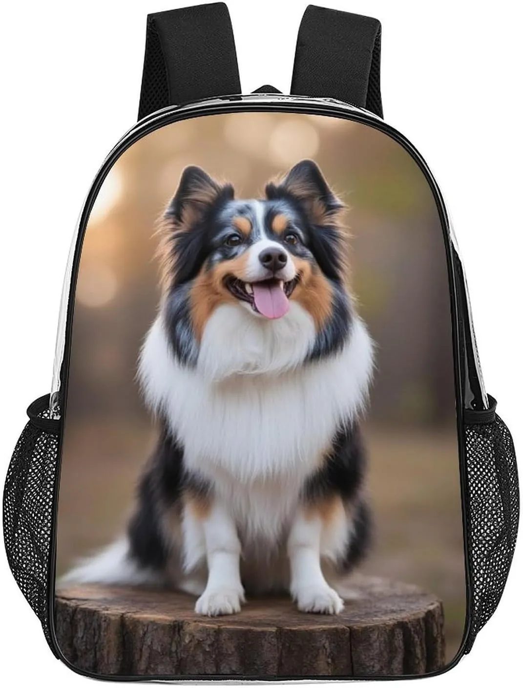 Lightweight Daypack Bookbag for Trekking Business Walking Cycling - Big Capacity Transparent Multipurpose Carry On Bag, Animal Australian Shepherd Business Computer Bag