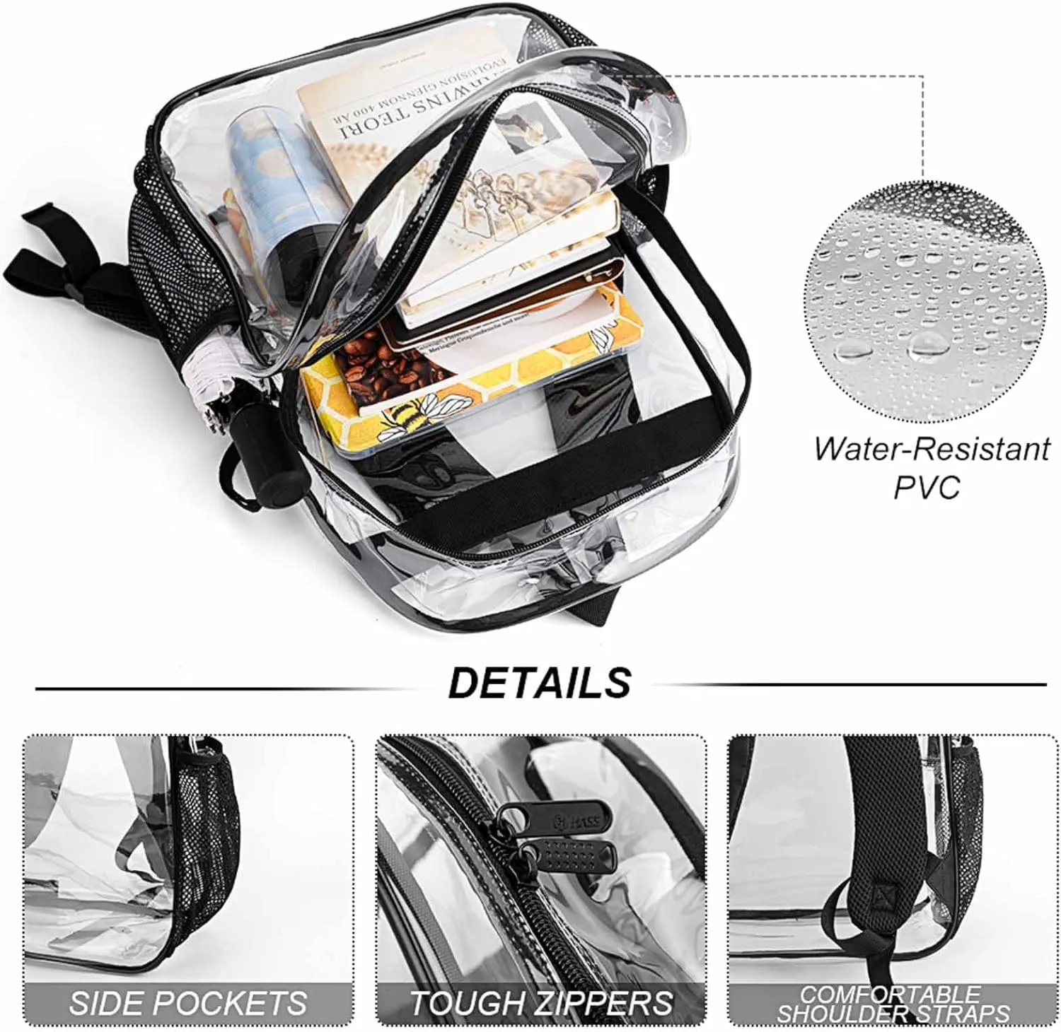 Lightweight Daypack Bookbag for Trekking Business Walking Cycling - Big Capacity Transparent Multipurpose Carry On Bag, Animal Australian Shepherd Business Computer Bag