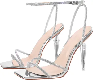 LISHAN Womens Pearl Stiletto High Heel Ankle Strap Buckle For Party Prom