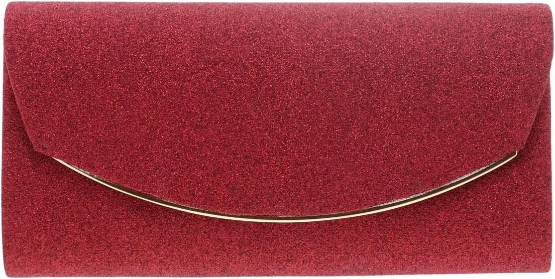Li'Shay Clutch Handbag Sparkle Satin With Metal Rim Evening Bag