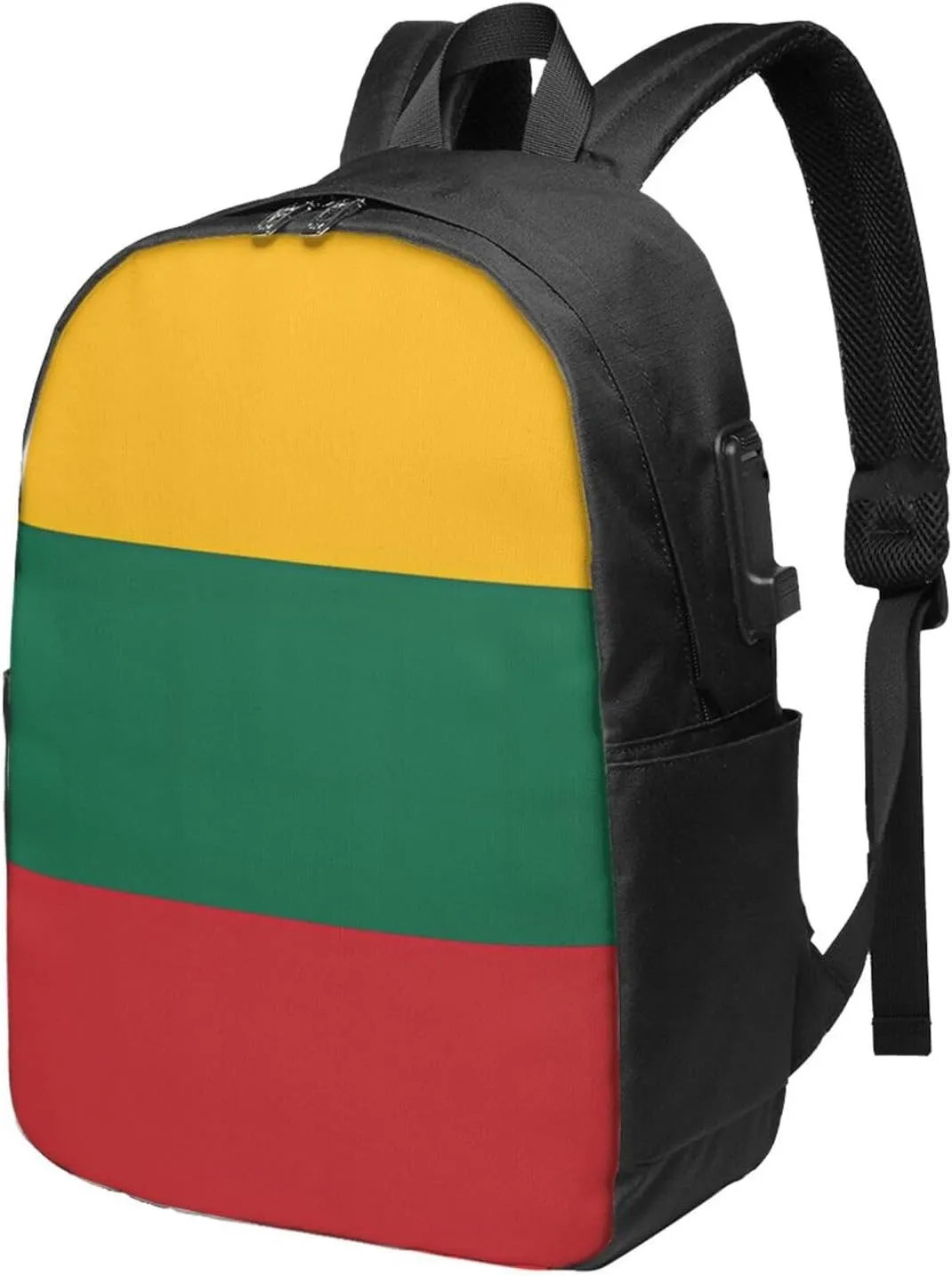 Lithuania Flag Travel Backpack 17-Inch Laptop Backpacks Business Rucksack Casual Sport Daypack with USB Charging Port Carry-on Bag for Camping Biking