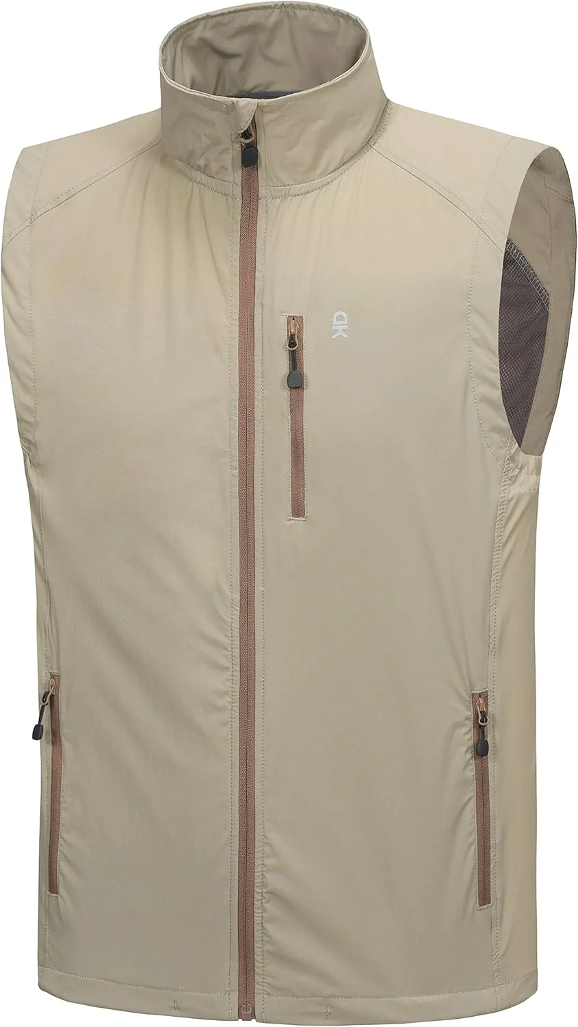 Little Donkey Andy Men's Quick Dry Vest Sleeveless Summer Stretchy Windproof Jacket for Golfing Cycling Running