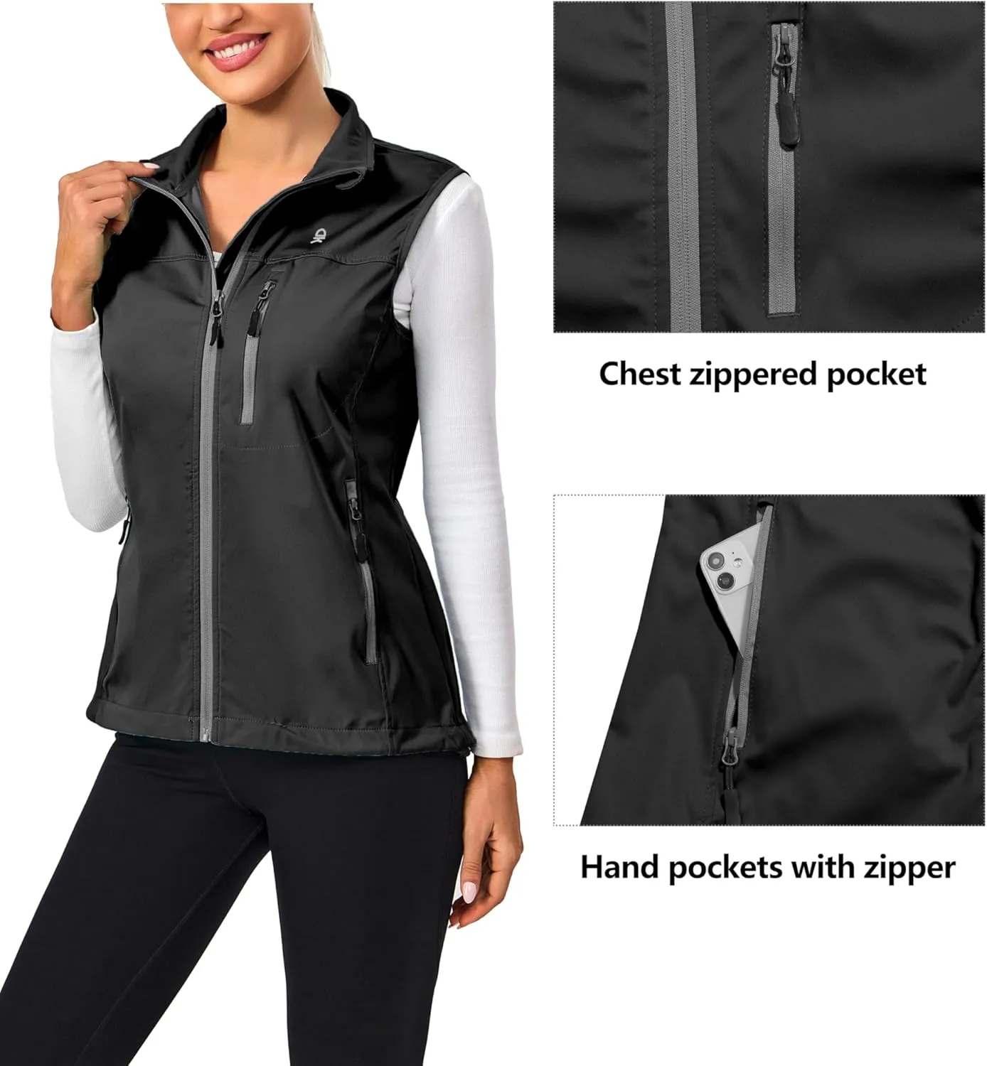 Little Donkey Andy Women's Lightweight Windproof Softshell Vest for Golf Tennis Running Cycling
