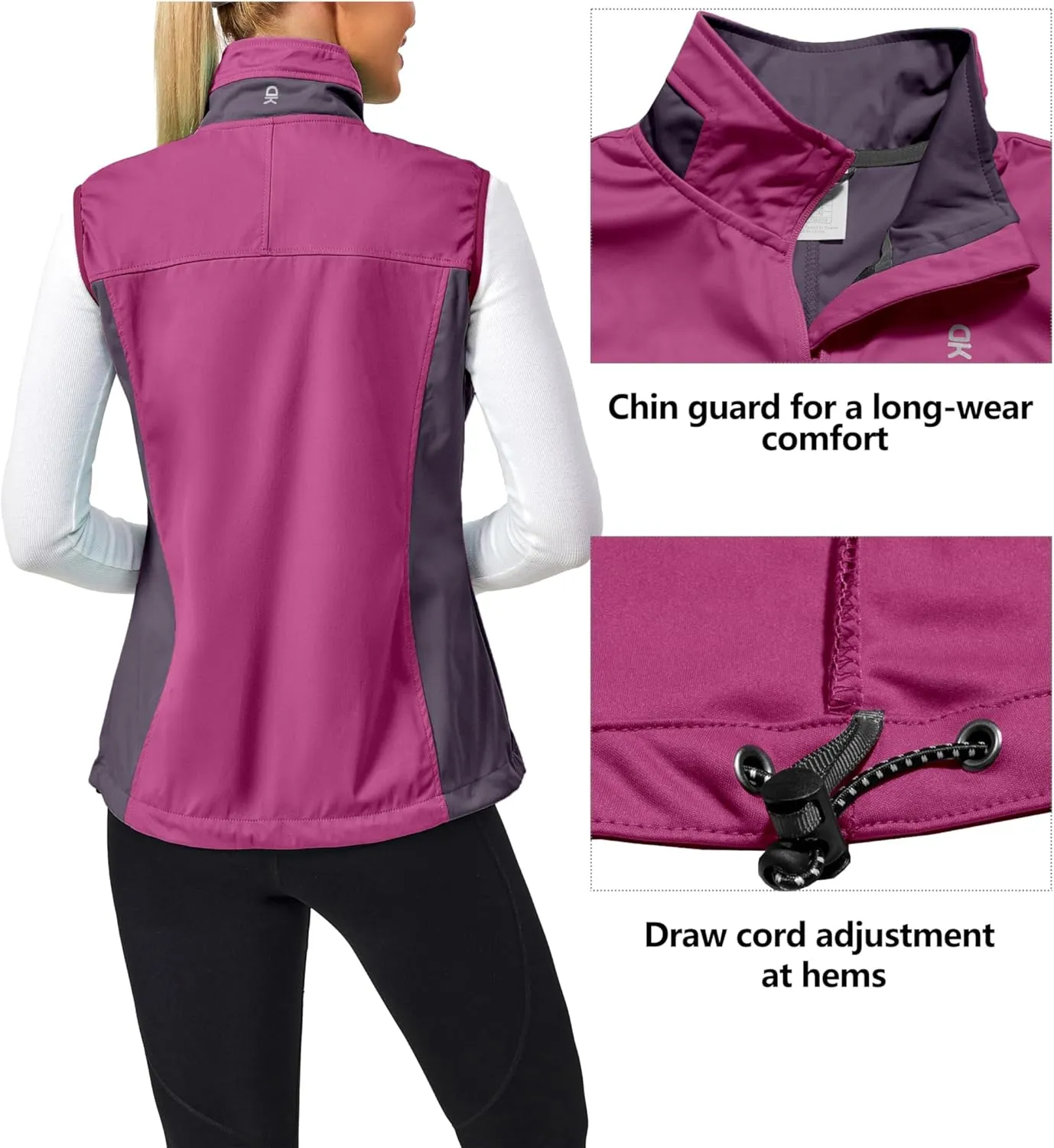 Little Donkey Andy Women's Lightweight Windproof Softshell Vest for Golf Tennis Running Cycling