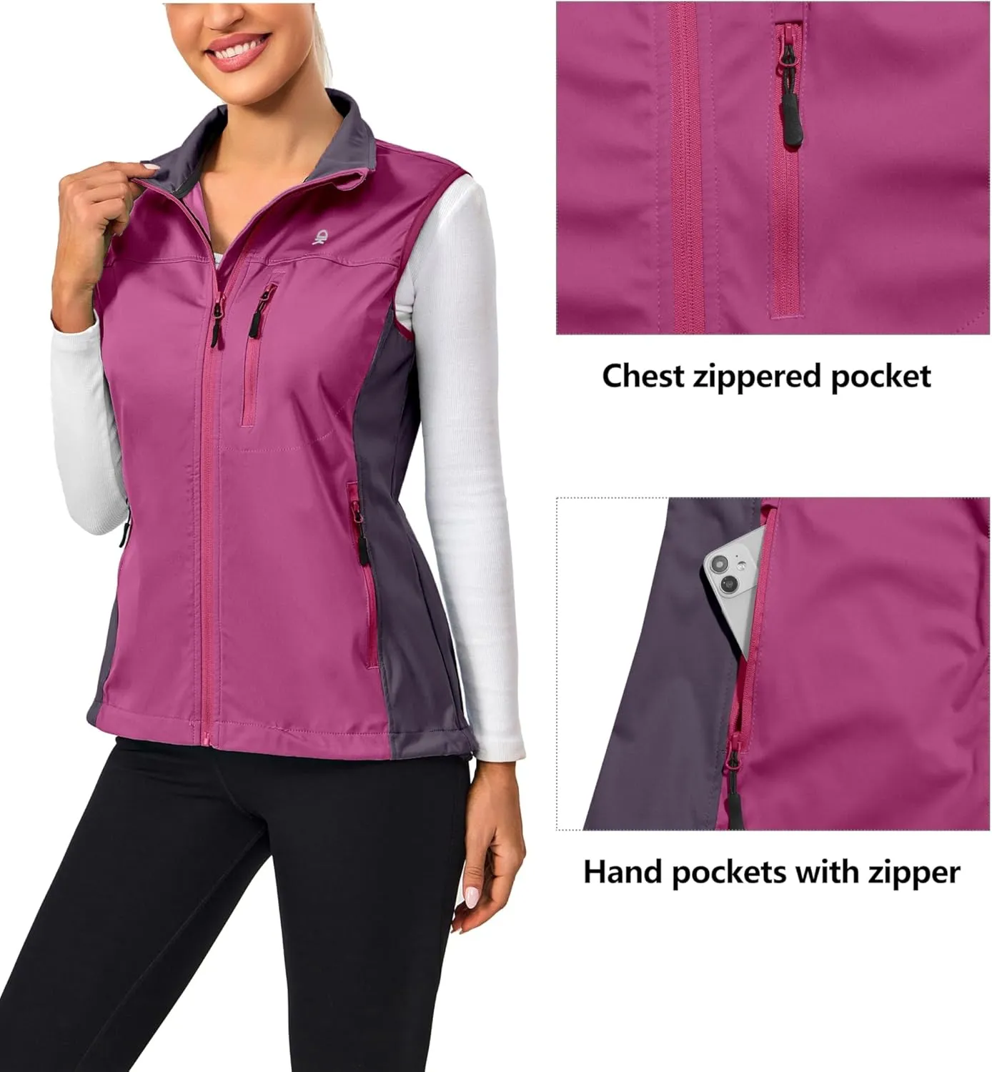 Little Donkey Andy Women's Lightweight Windproof Softshell Vest for Golf Tennis Running Cycling