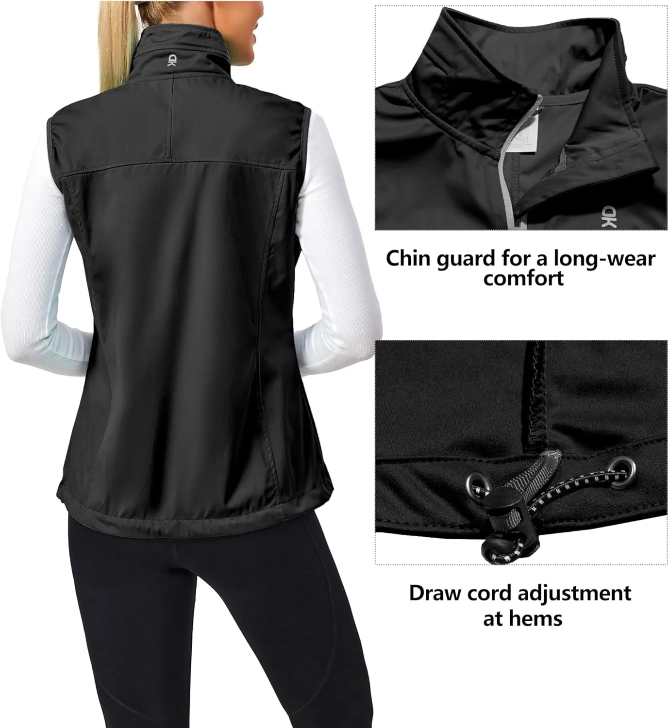 Little Donkey Andy Women's Lightweight Windproof Softshell Vest for Golf Tennis Running Cycling
