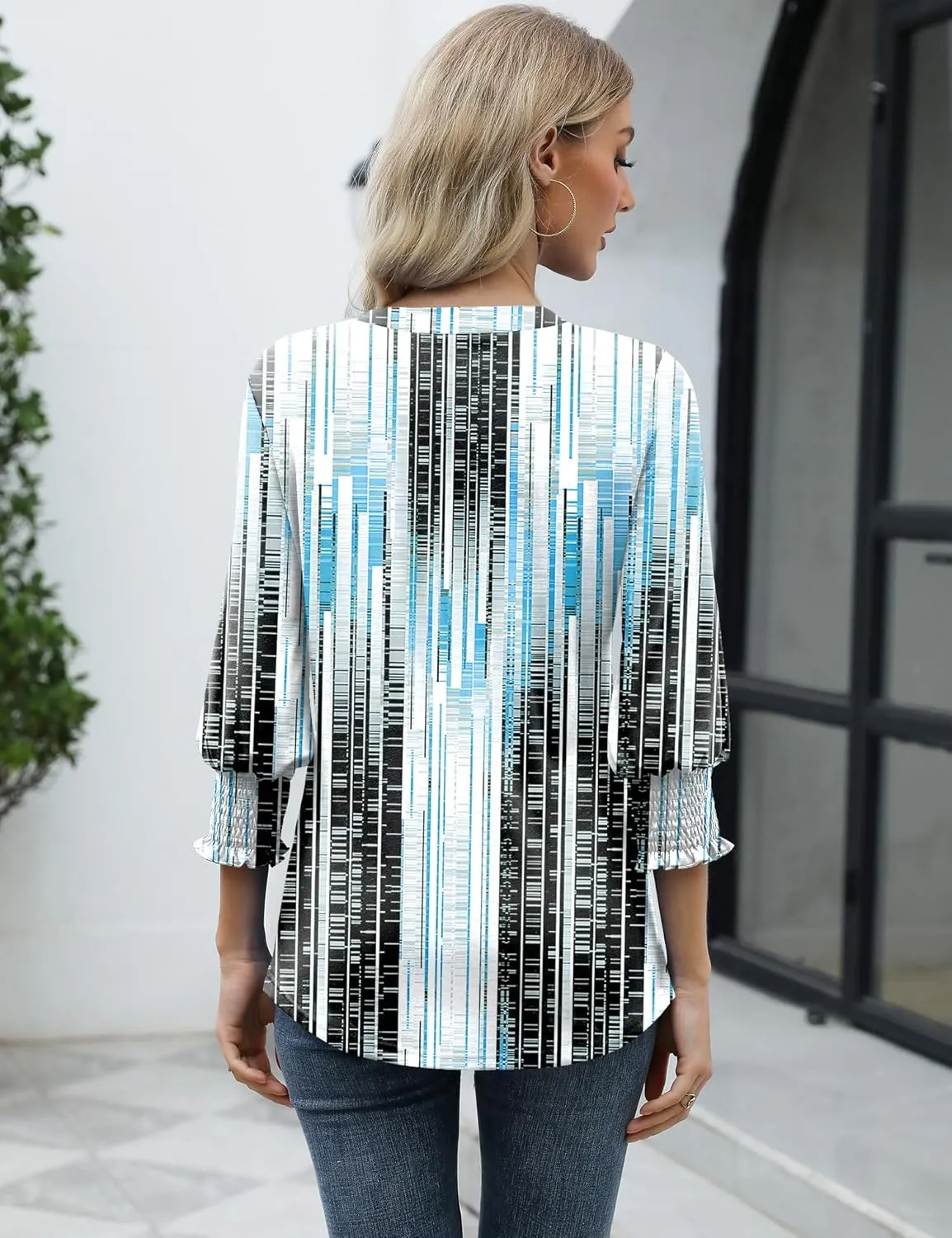 LOMON Women's 2025 Fashion Tops 3/4 Length Sleeve Business Casual Blouses Summer Tees Shirts