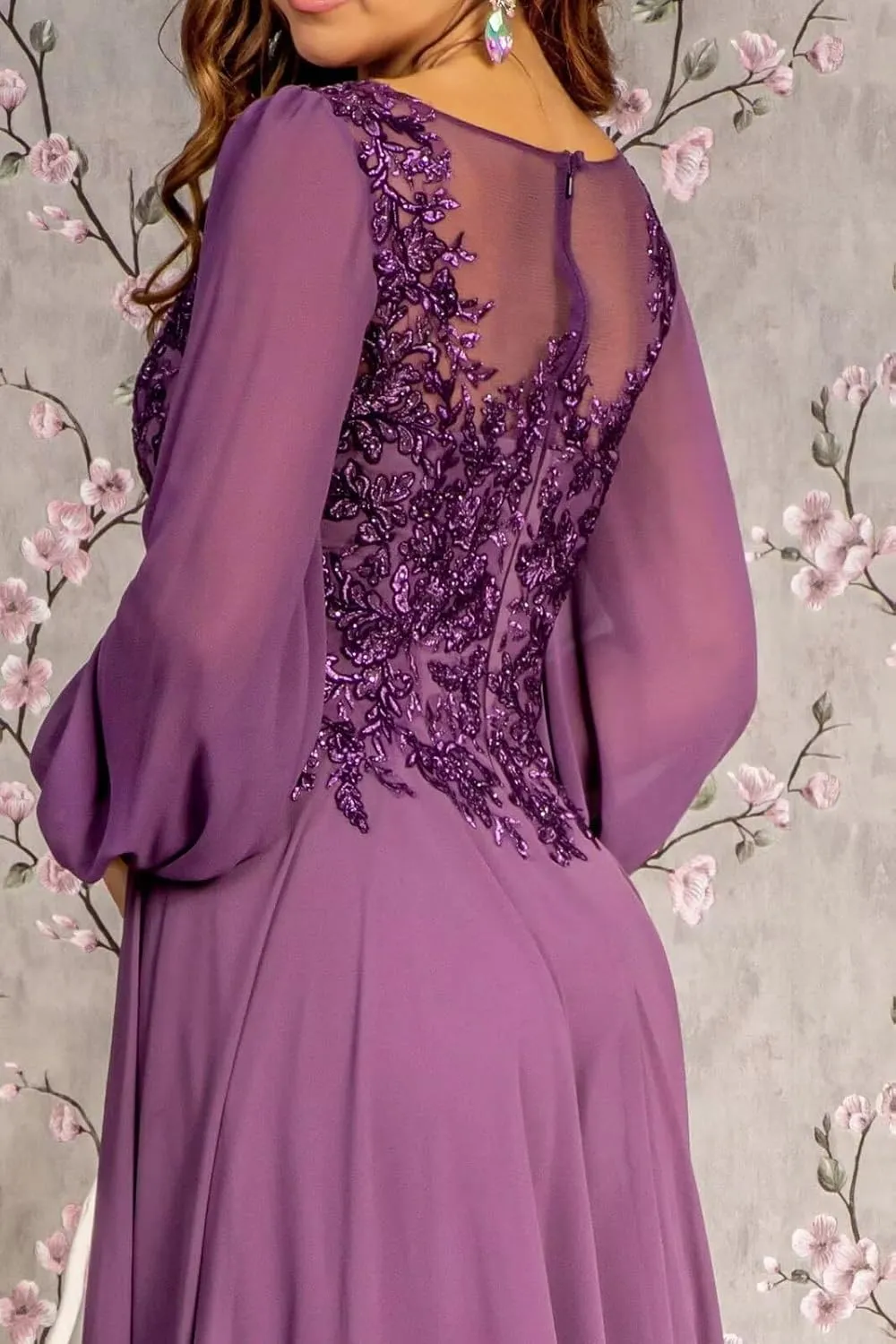 Long Mother of The Bride Dresses for Wedding Beach Chffion Long Sleeves Sparkly Lace Formal Dress for Women 2025