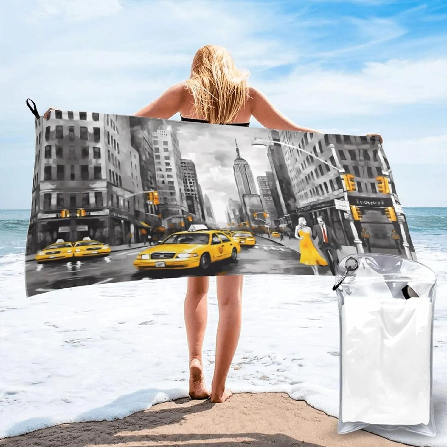 Love from New York Premium Compact Microfiber Travel Towel-Featherlight & Quick Dry,Sand-Resistant Beach Towel for Swimming,Camping,Vacation Essentials with Carry Pouch