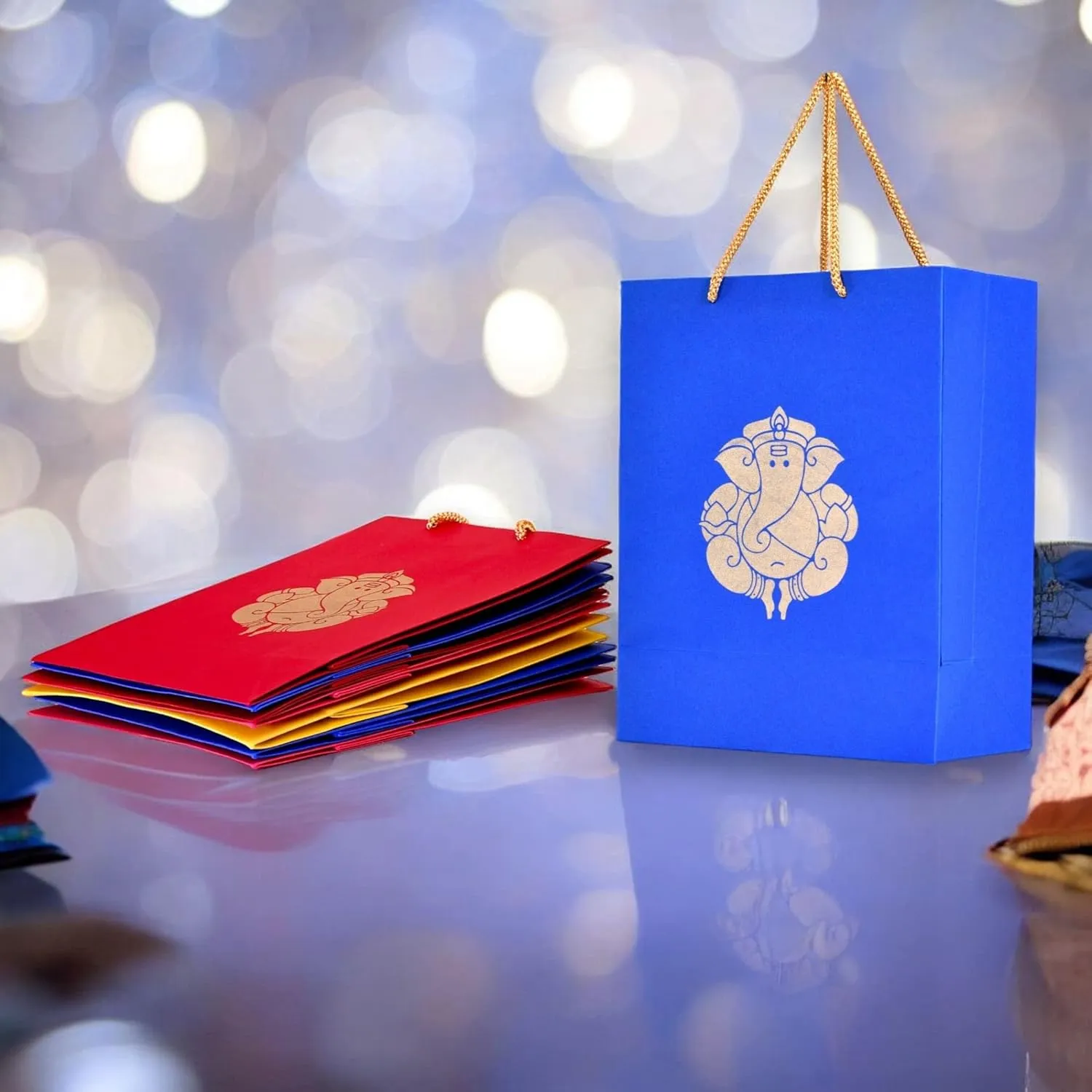 LOVENSPIRE Ganesha Paper Carry Bags Eco-friendly Gift Bag for Wedding Housewarming Ganesh Chaturthi Puja Diwali Return Gifts